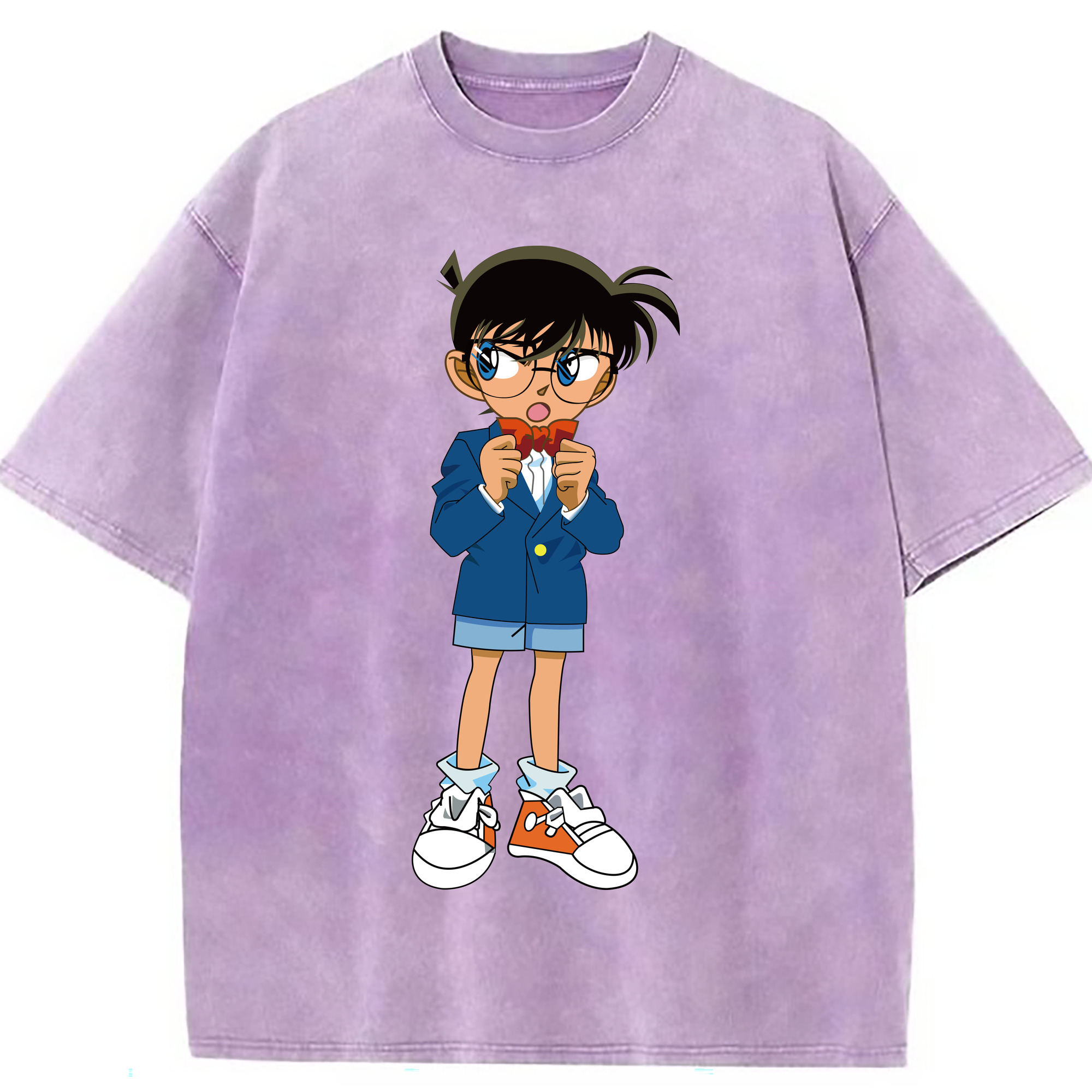 （画像用） 名探偵コナン 江戸川 コナン Detective Conan Conan Edogawa 綿100% ヴィンテージ風 半袖Tシャツ（フロントプリント）