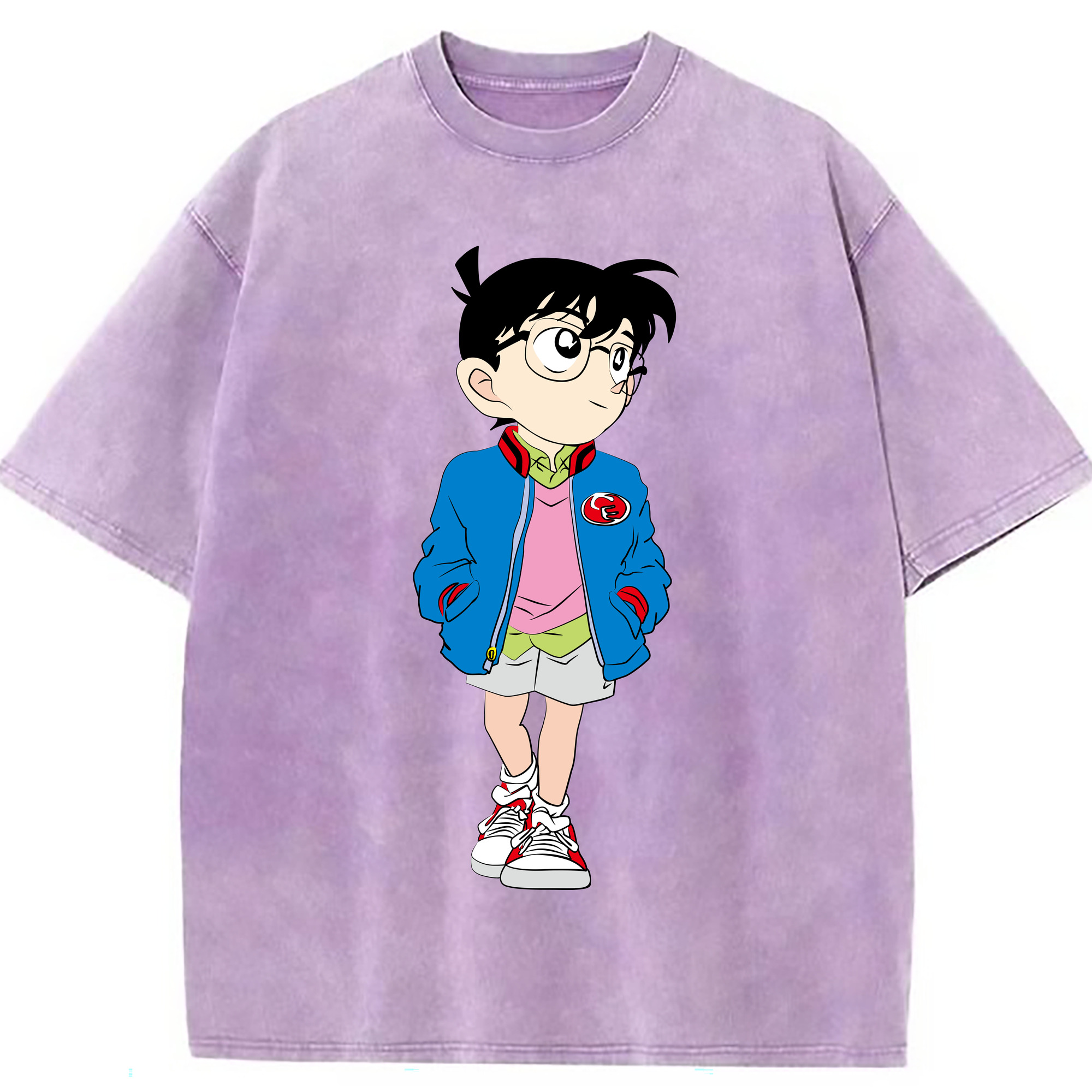 （画像用） 名探偵コナン 江戸川 コナン Detective Conan Conan Edogawa 綿100% ヴィンテージ風 半袖Tシャツ（フロントプリント）