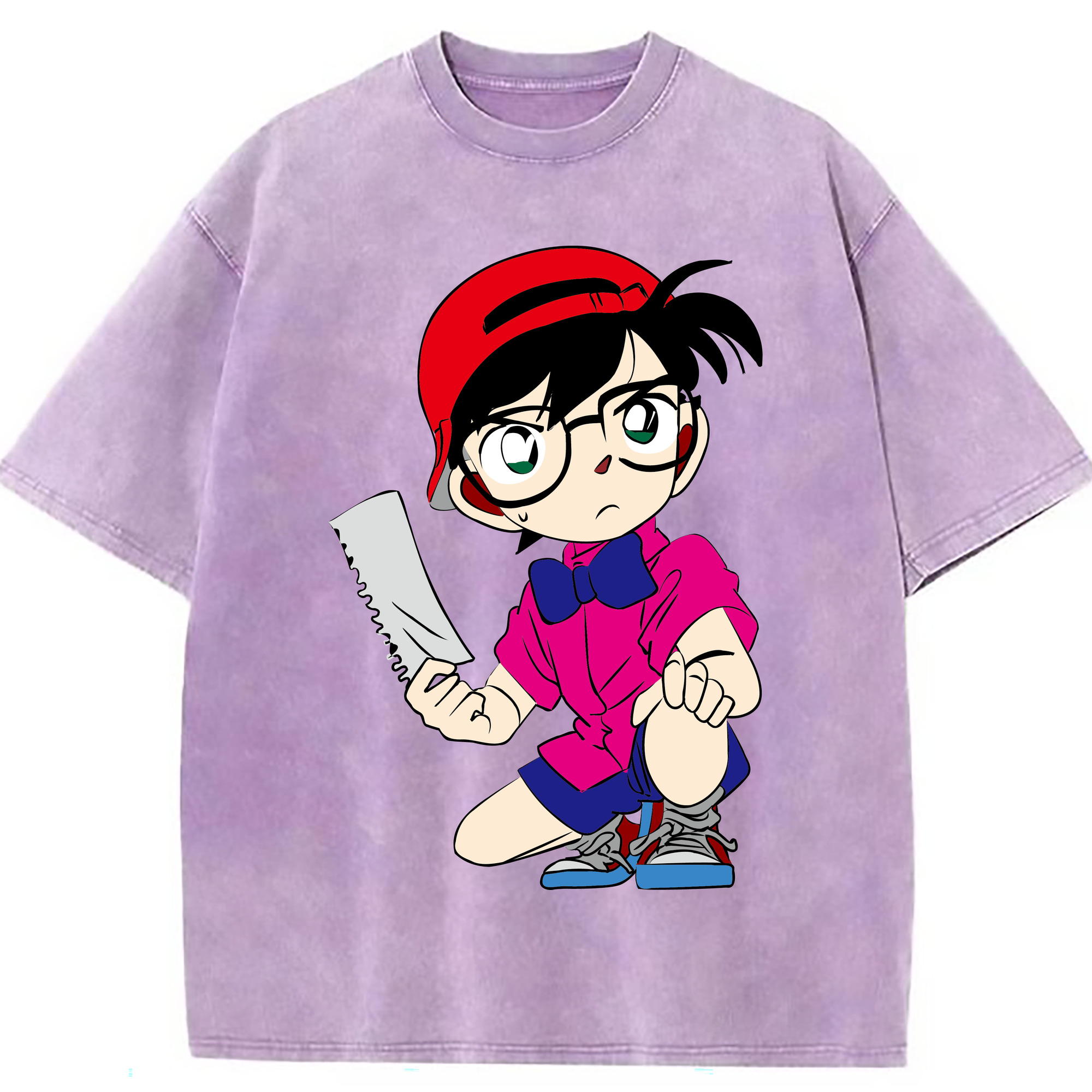 （画像用） 名探偵コナン 江戸川 コナン Detective Conan Conan Edogawa 綿100% ヴィンテージ風 半袖Tシャツ（フロントプリント）