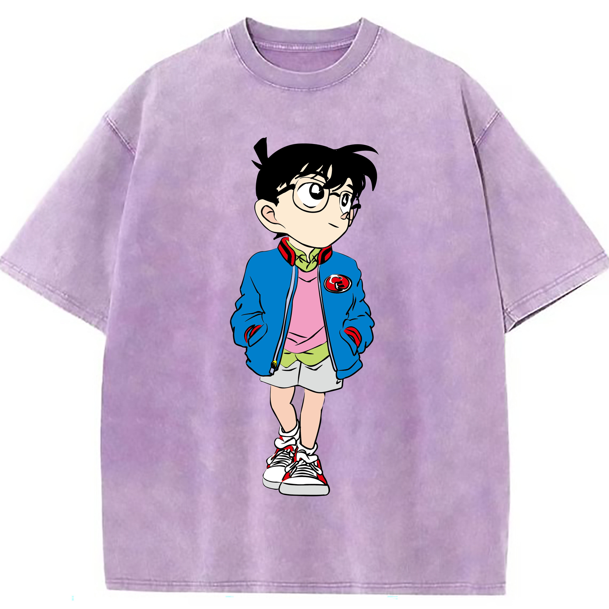 （画像用） 名探偵コナン 江戸川 コナン Detective Conan Conan Edogawa 綿100% ヴィンテージ風 半袖Tシャツ（フロントプリント）