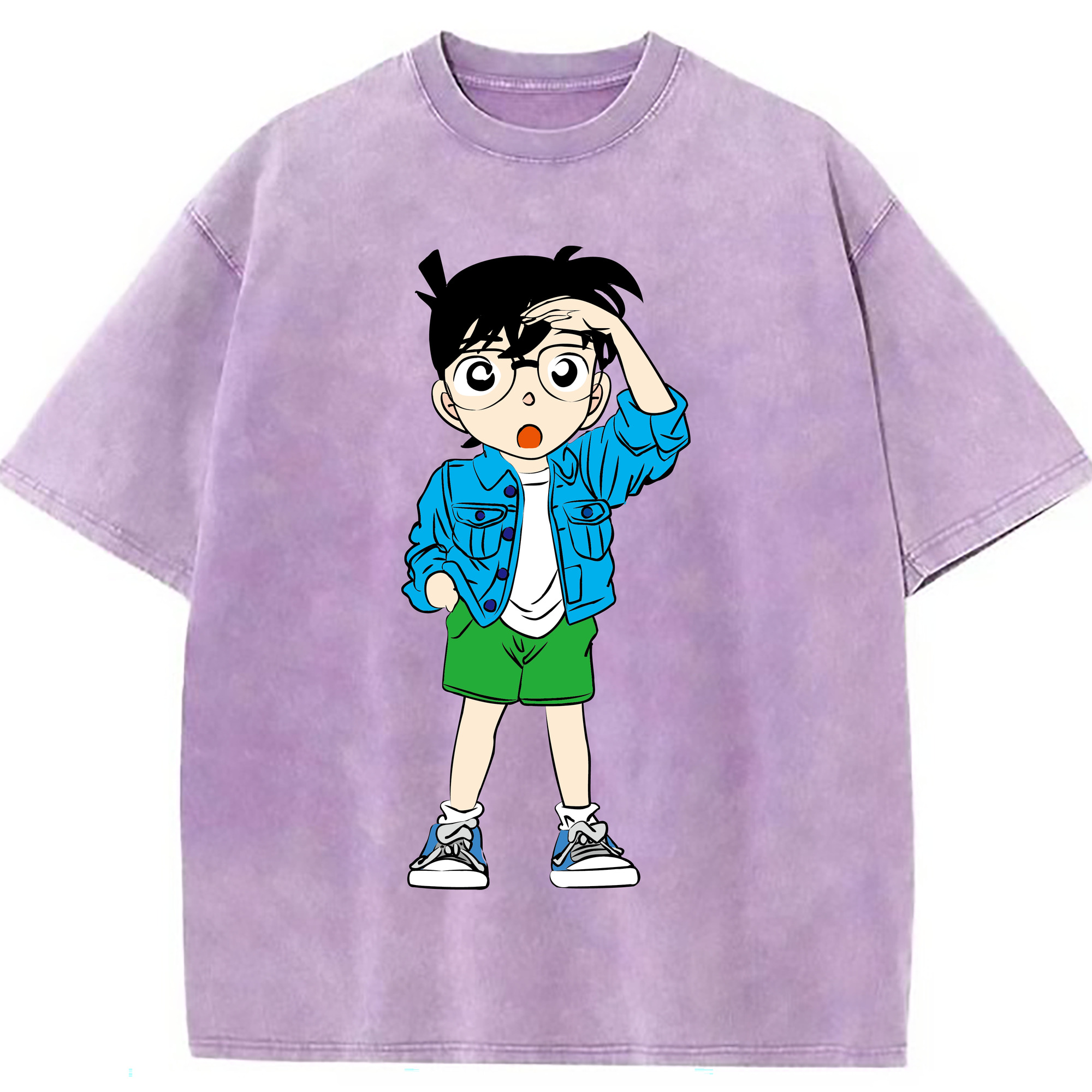（画像用） 名探偵コナン 江戸川 コナン Detective Conan Conan Edogawa 綿100% ヴィンテージ風 半袖Tシャツ（フロントプリント）