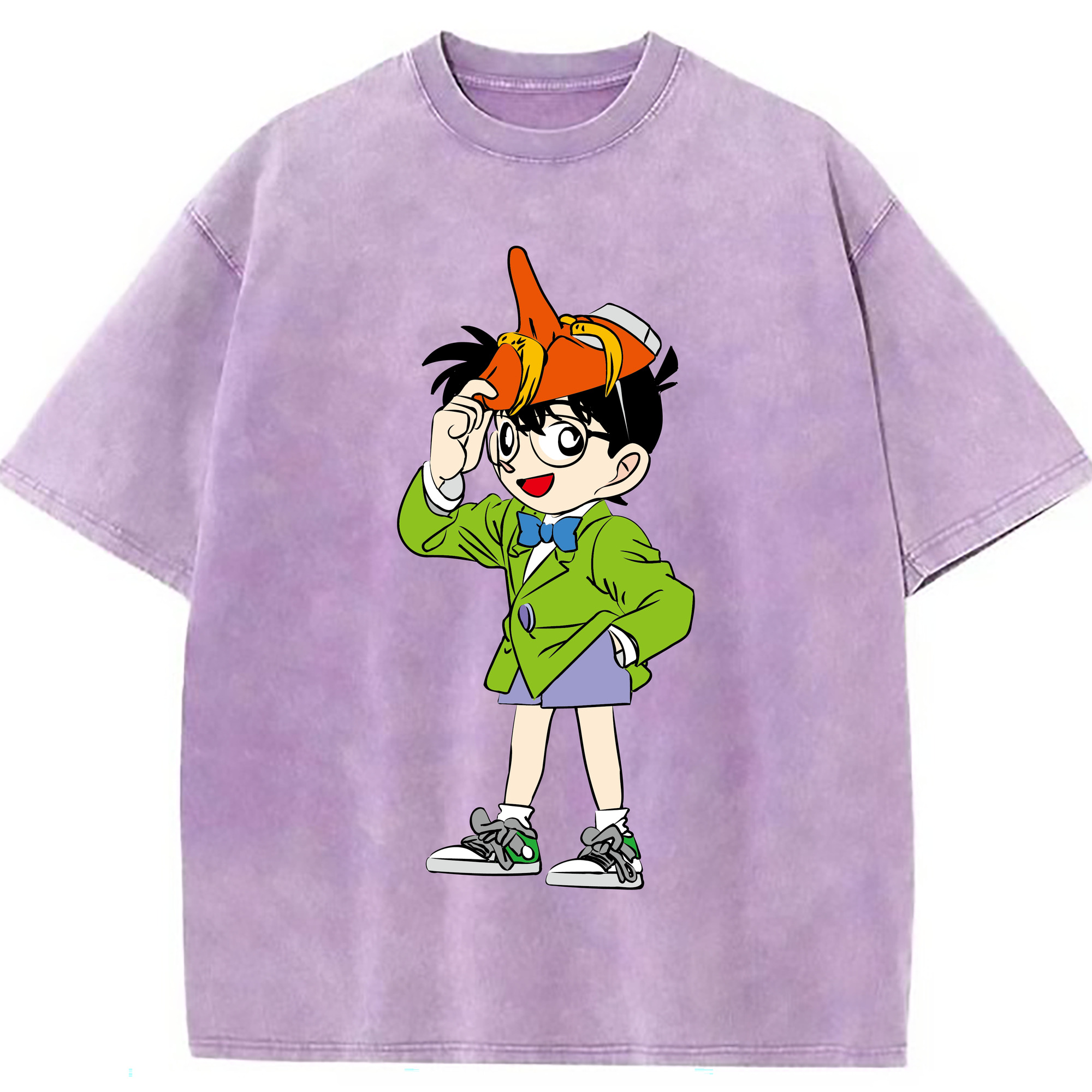（画像用） 名探偵コナン 江戸川 コナン Detective Conan Conan Edogawa 綿100% ヴィンテージ風 半袖Tシャツ（フロントプリント）