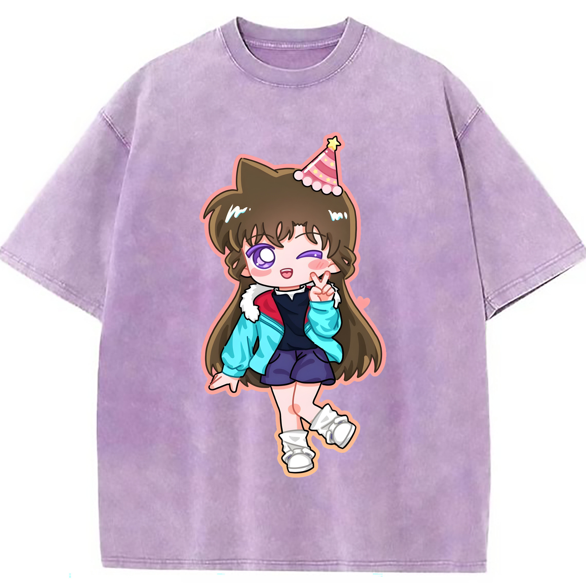 （画像用） 名探偵コナン 毛利 蘭 もうり らん、モーリ ラン Detective Conan Rachel Moore 綿100% ヴィンテージ風 半袖Tシャツ（フロントプリント）