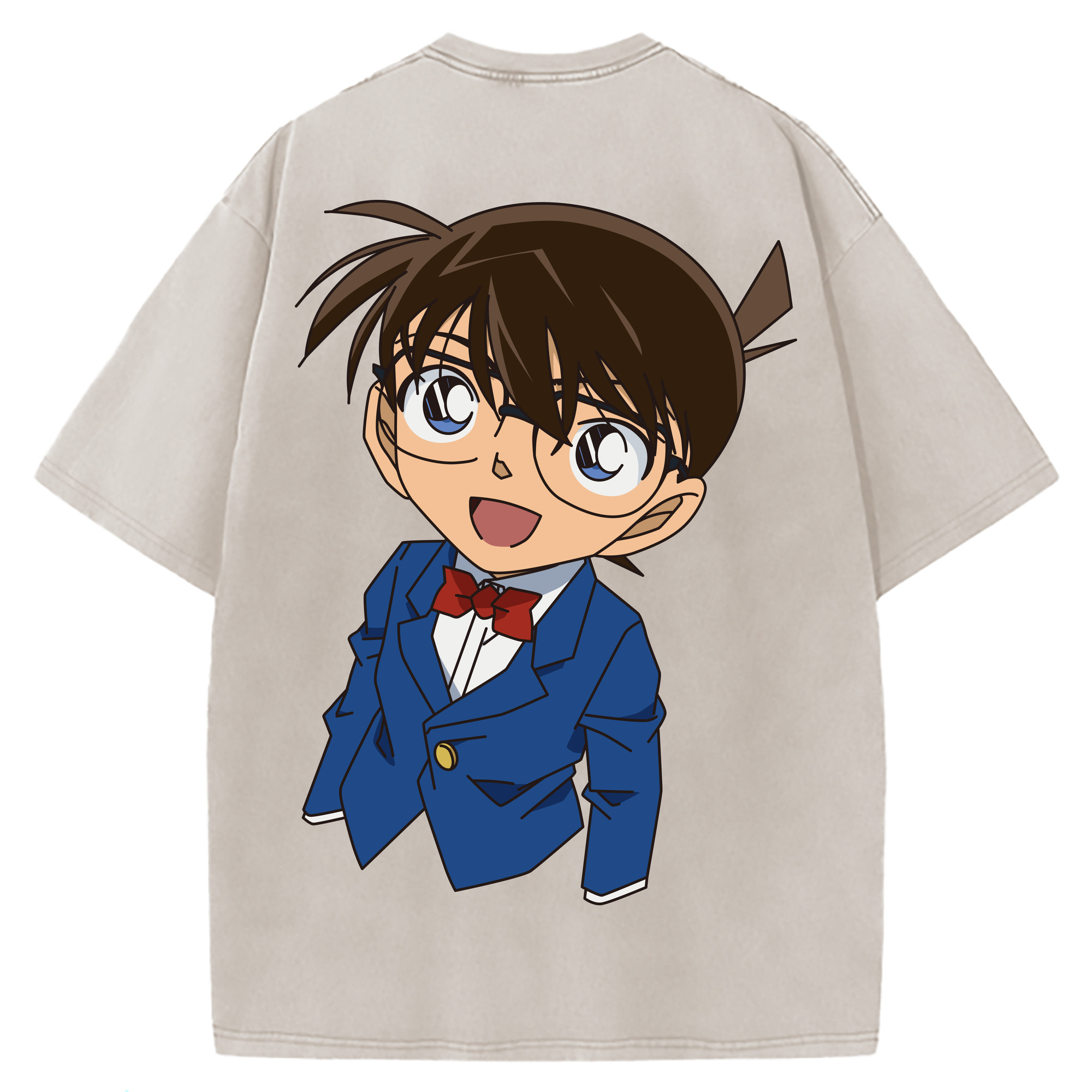 （画像用） 名探偵コナン 江戸川 コナン Detective Conan Conan Edogawa 綿100% ヴィンテージ風 半袖Tシャツ（背面プリント）