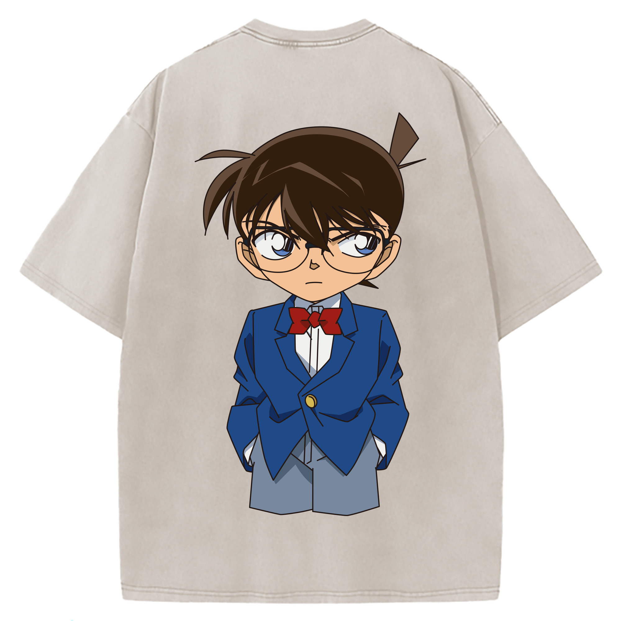 （画像用） 名探偵コナン 江戸川 コナン Detective Conan Conan Edogawa 綿100% ヴィンテージ風 半袖Tシャツ（背面プリント）