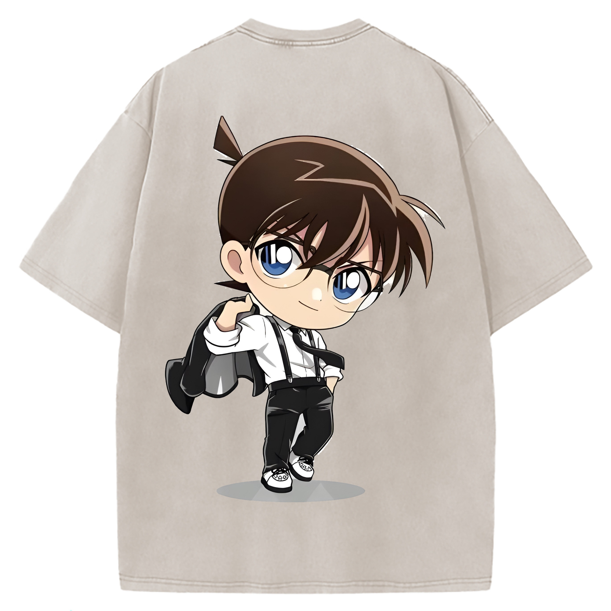 （画像用） 名探偵コナン 江戸川 コナン Detective Conan Conan Edogawa 綿100% ヴィンテージ風 半袖Tシャツ（背面プリント）