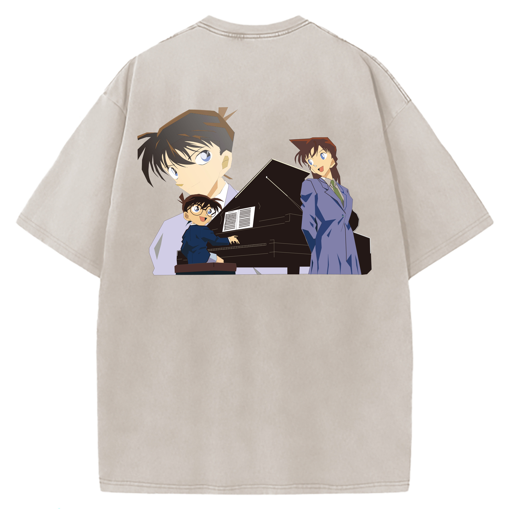 （画像用） 名探偵コナン 毛利 蘭 もうり らん、モーリ ラン Detective Conan Rachel Moore 綿100% ヴィンテージ風 半袖Tシャツ（背面プリント）