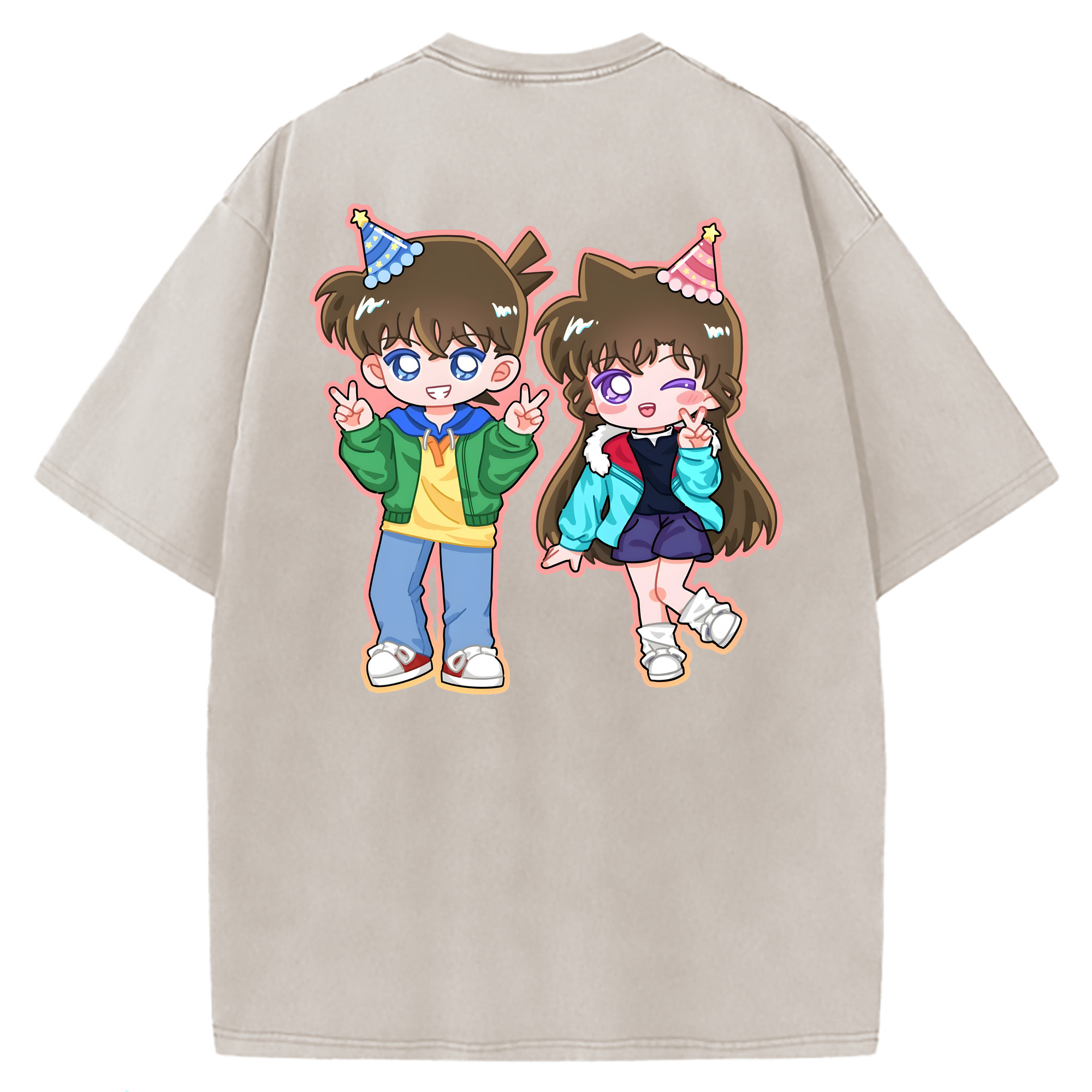 （画像用） 名探偵コナン 毛利 蘭 もうり らん、モーリ ラン Detective Conan Rachel Moore 綿100% ヴィンテージ風 半袖Tシャツ（背面プリント）