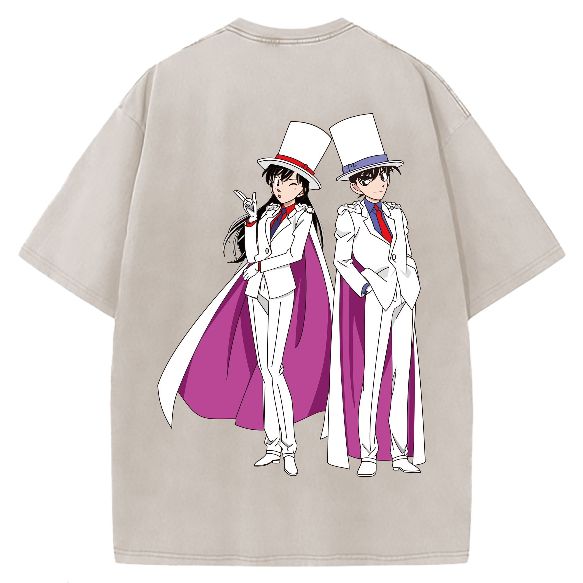 （画像用） 名探偵コナン くろば かいと Detective Conan Kuroba Kaito 綿100% ヴィンテージ風 半袖Tシャツ（背面プリント）