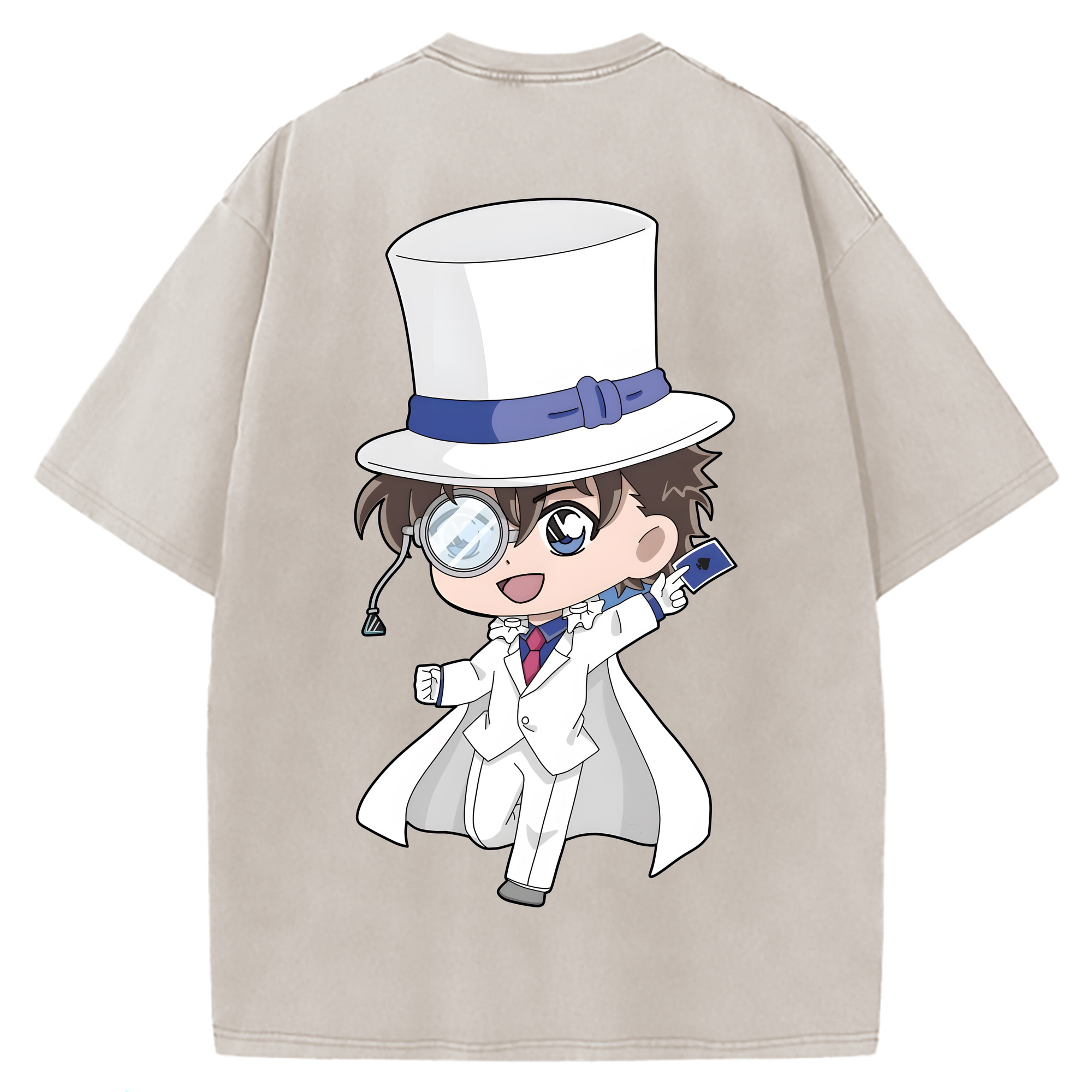 （画像用） 名探偵コナン くろば かいと Detective Conan Kuroba Kaito 綿100% ヴィンテージ風 半袖Tシャツ（背面プリント）