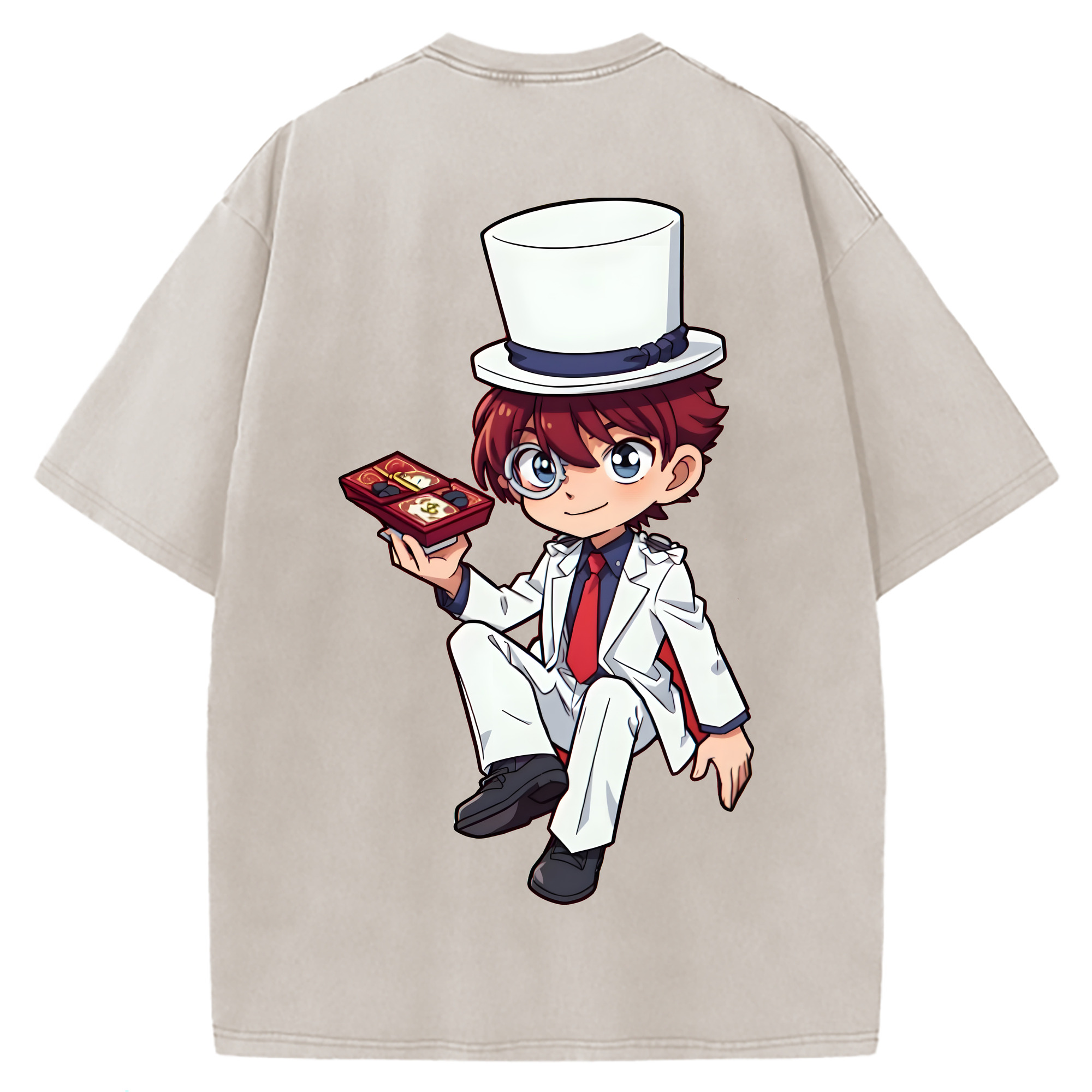 （画像用） 名探偵コナン くろば かいと Detective Conan Kuroba Kaito 綿100% ヴィンテージ風 半袖Tシャツ（背面プリント）