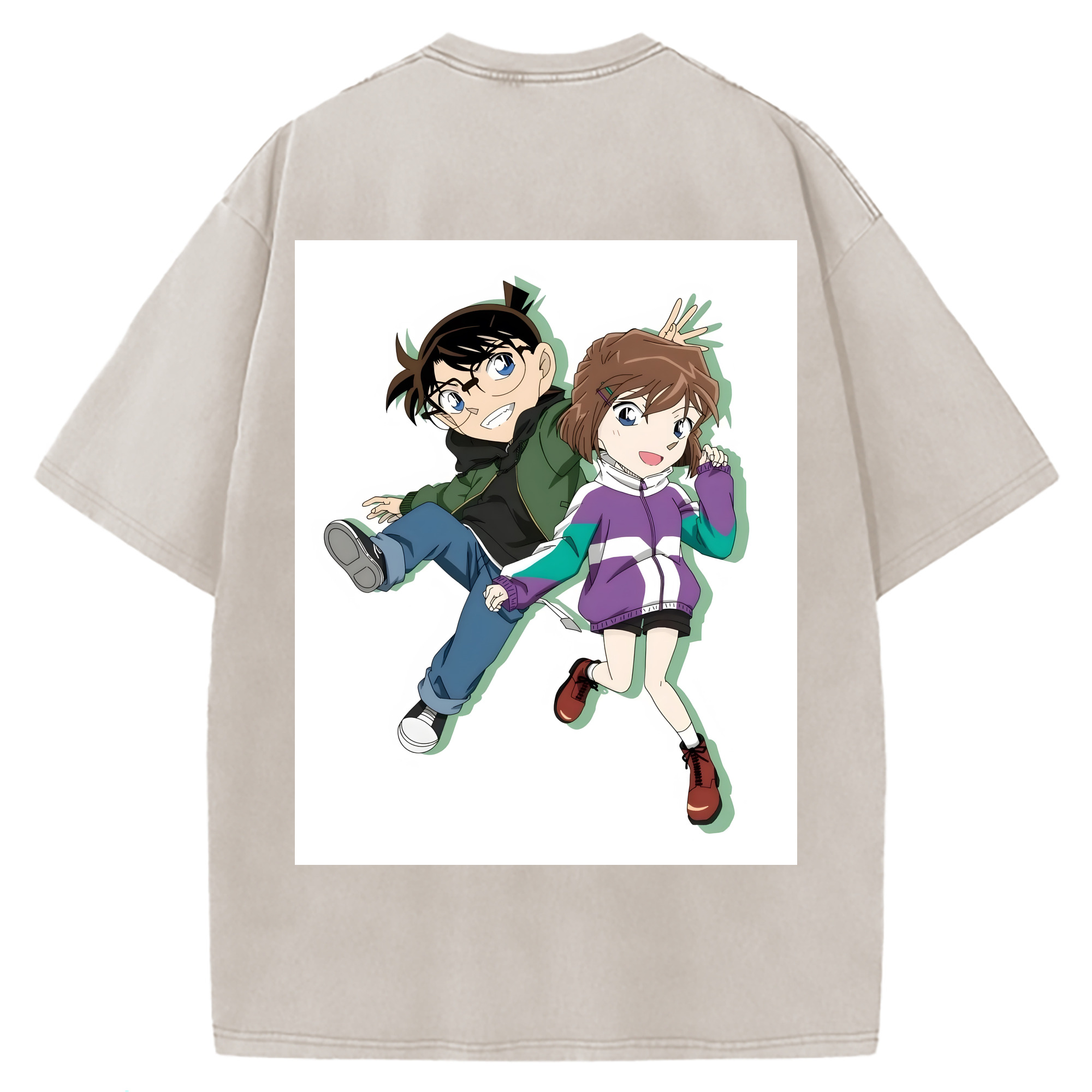 （画像用） 名探偵コナン 灰原 哀 はいばら あい Detective Conan Anita Hailey、Vi Graythorn Haibara Ai 綿100% ヴィンテージ風 半袖Tシャツ（背面プリント）