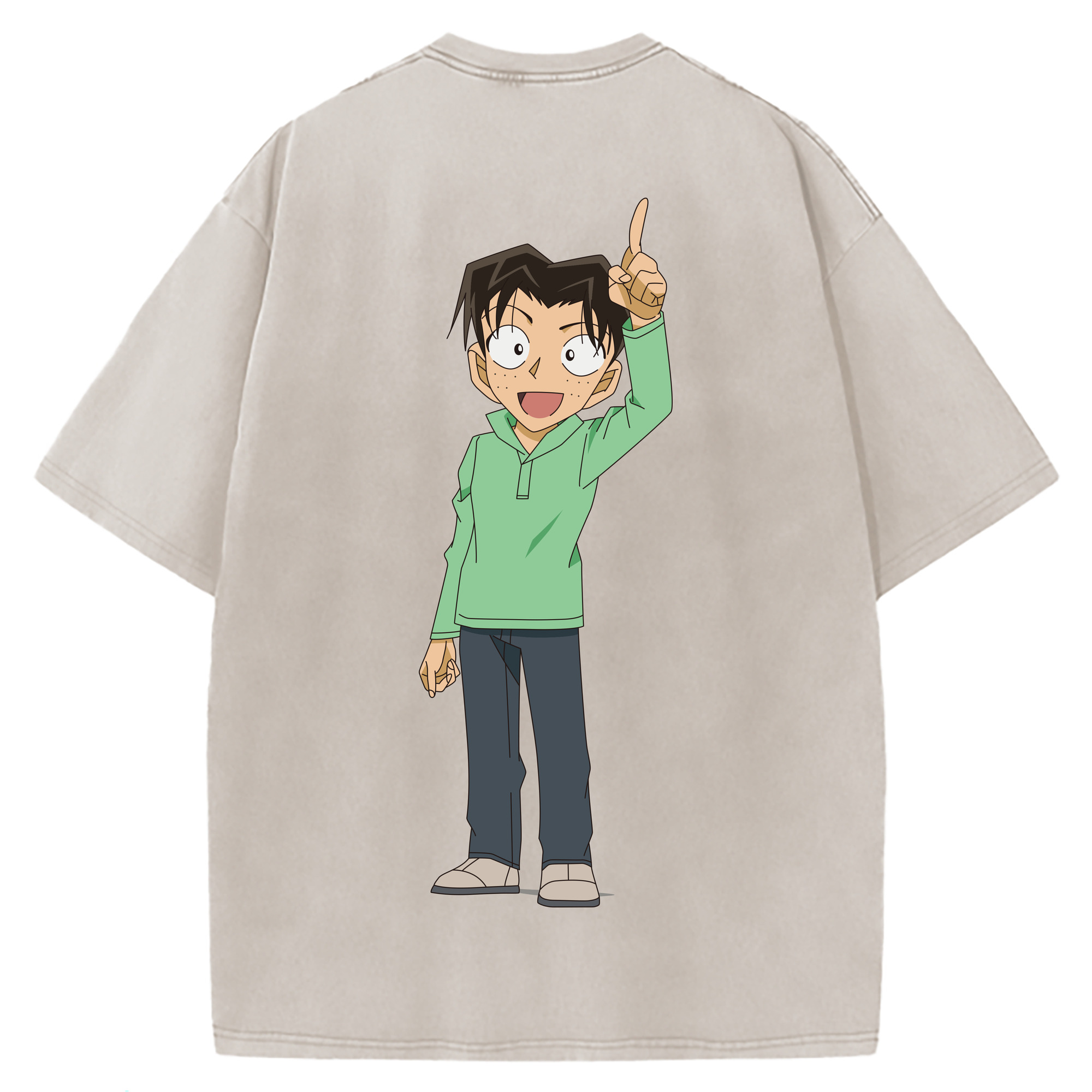 （画像用） 名探偵コナン 円谷 光彦 つぶらや みつひこ Detective Conan Mitch Tennyson 綿100% ヴィンテージ風 半袖Tシャツ（背面プリント）