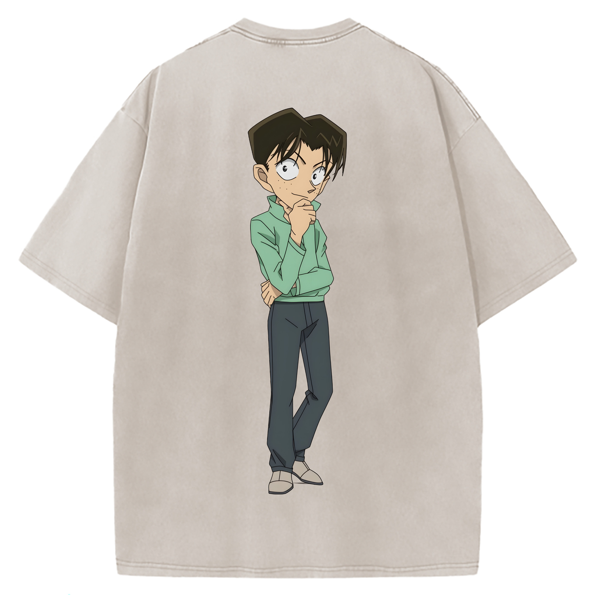 （画像用） 名探偵コナン 円谷 光彦 つぶらや みつひこ Detective Conan Mitch Tennyson 綿100% ヴィンテージ風 半袖Tシャツ（背面プリント）