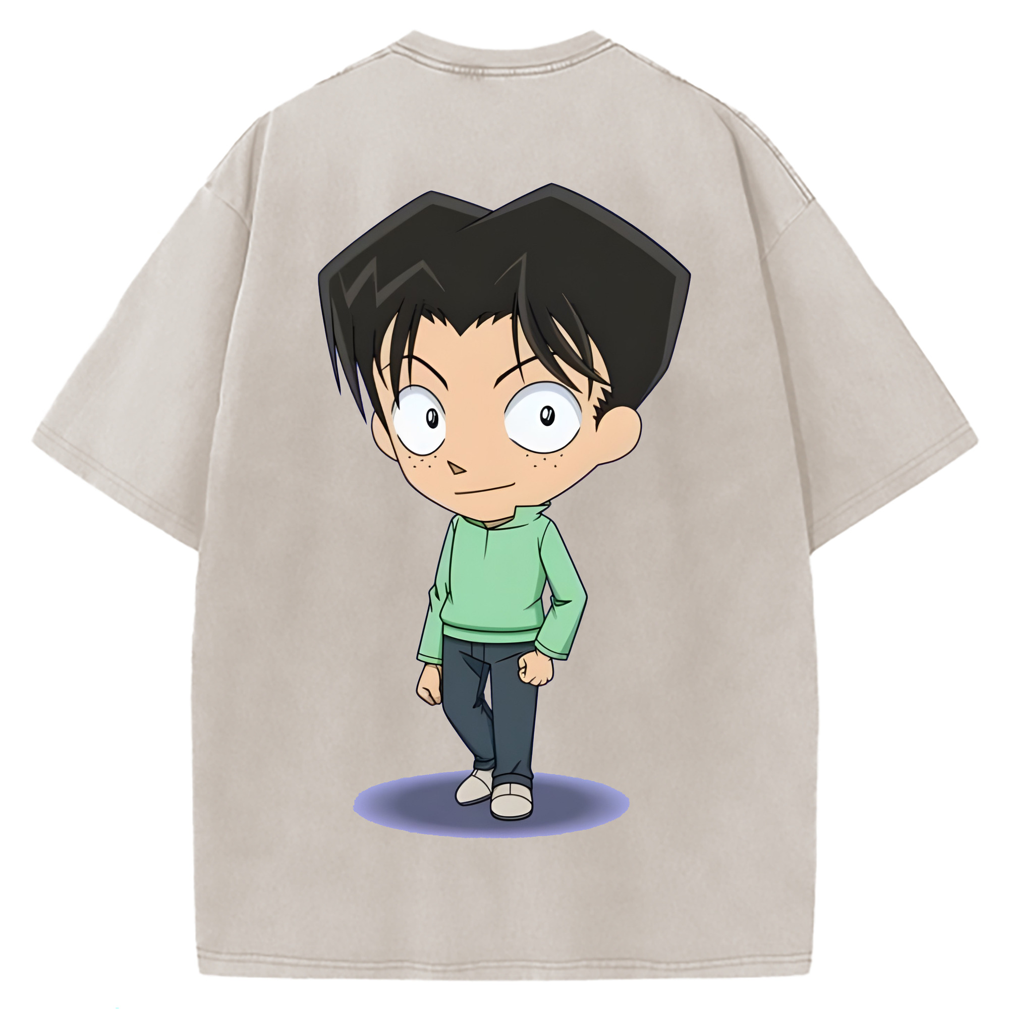 （画像用） 名探偵コナン 円谷 光彦 つぶらや みつひこ Detective Conan Mitch Tennyson 綿100% ヴィンテージ風 半袖Tシャツ（背面プリント）