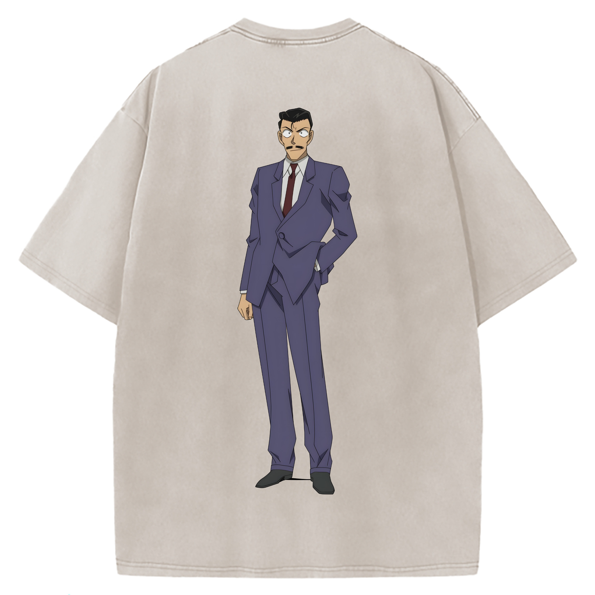 （画像用） 名探偵コナン 毛利 小五郎 もうり こごろう Detective Conan 綿100% ヴィンテージ風 半袖Tシャツ（背面プリント）