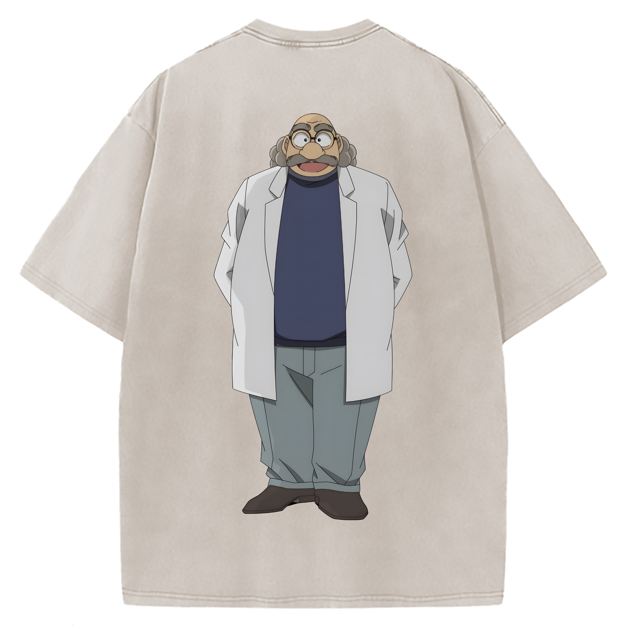 （画像用） 名探偵コナン あがさ ひろし Detective Conan Agasa Hiroshi 綿100% ヴィンテージ風 半袖Tシャツ（背面プリント）