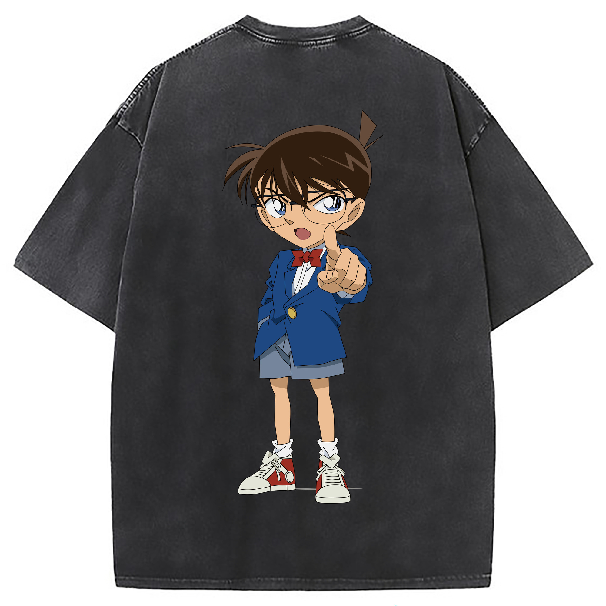 （画像用） 名探偵コナン 江戸川 コナン Detective Conan Conan Edogawa 綿100% ヴィンテージ風 半袖Tシャツ（背面プリント）