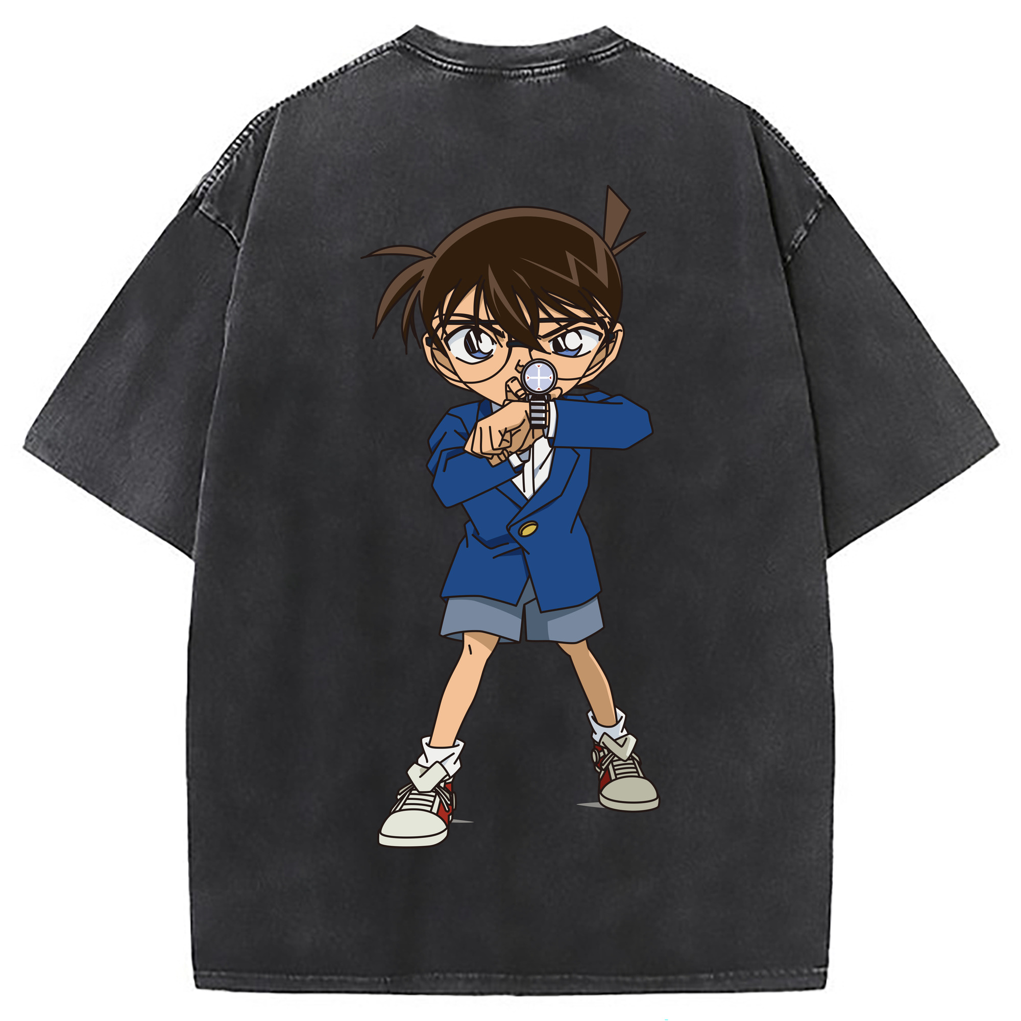 （画像用） 名探偵コナン 江戸川 コナン Detective Conan Conan Edogawa 綿100% ヴィンテージ風 半袖Tシャツ（背面プリント）