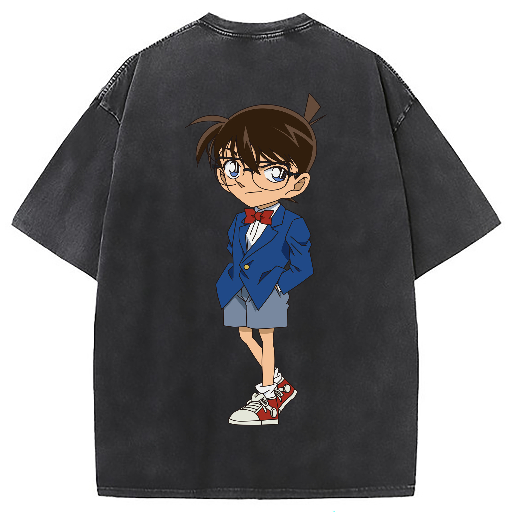 （画像用） 名探偵コナン 江戸川 コナン Detective Conan Conan Edogawa 綿100% ヴィンテージ風 半袖Tシャツ（背面プリント）