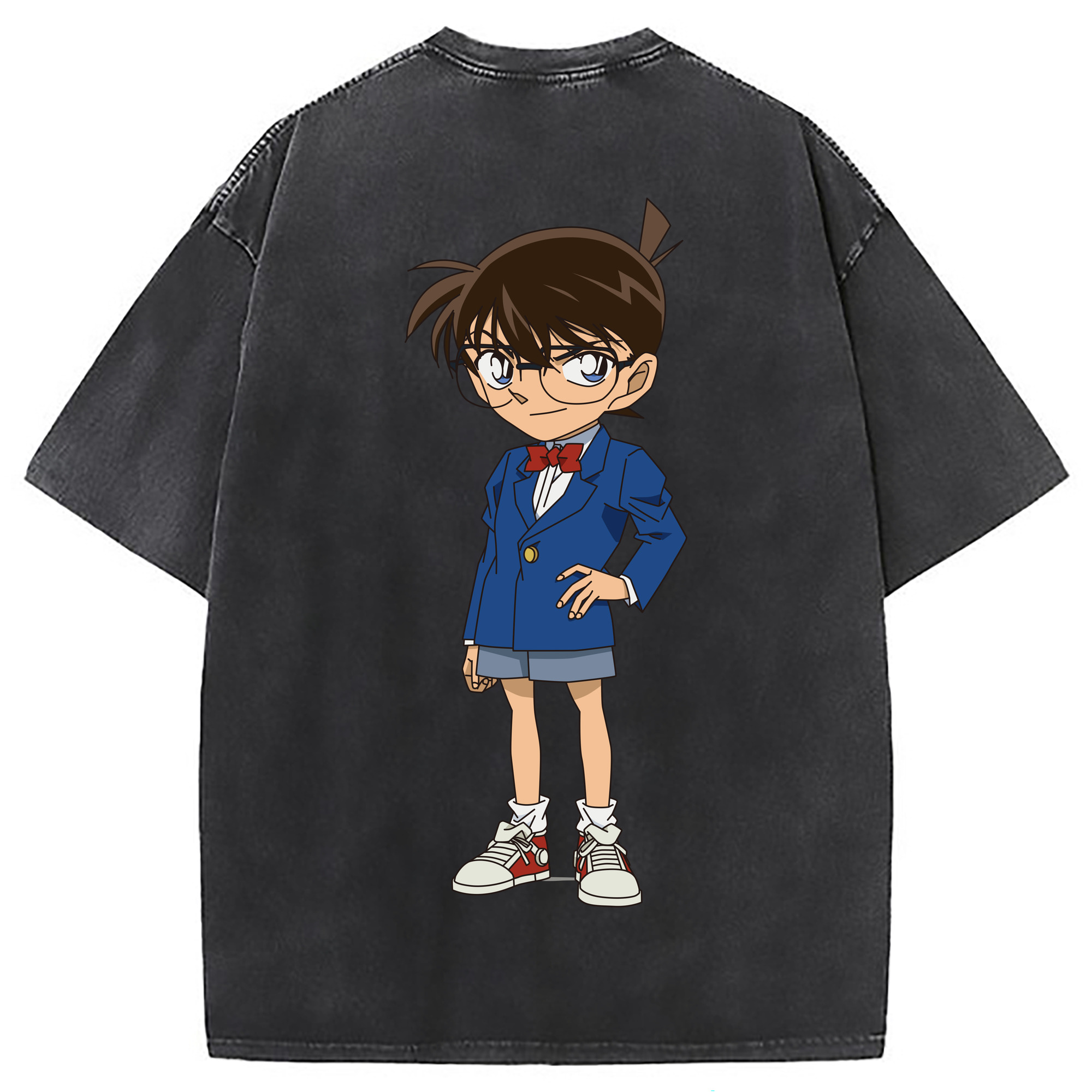 （画像用） 名探偵コナン 江戸川 コナン Detective Conan Conan Edogawa 綿100% ヴィンテージ風 半袖Tシャツ（背面プリント）