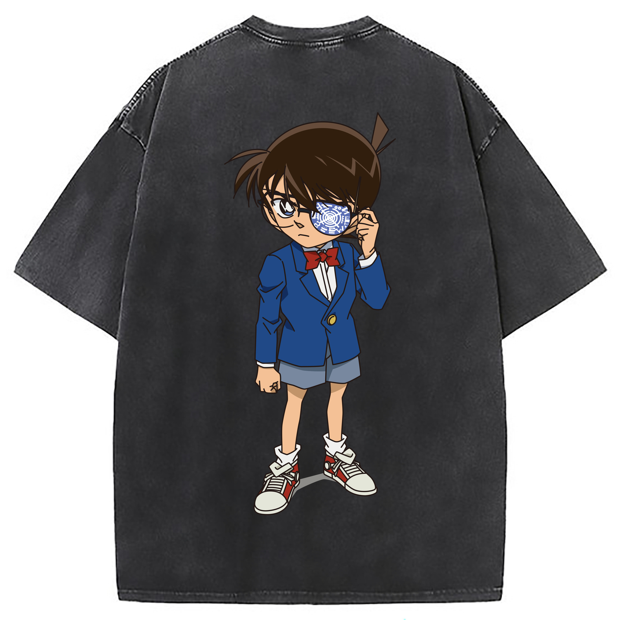 （画像用） 名探偵コナン 江戸川 コナン Detective Conan Conan Edogawa 綿100% ヴィンテージ風 半袖Tシャツ（背面プリント）