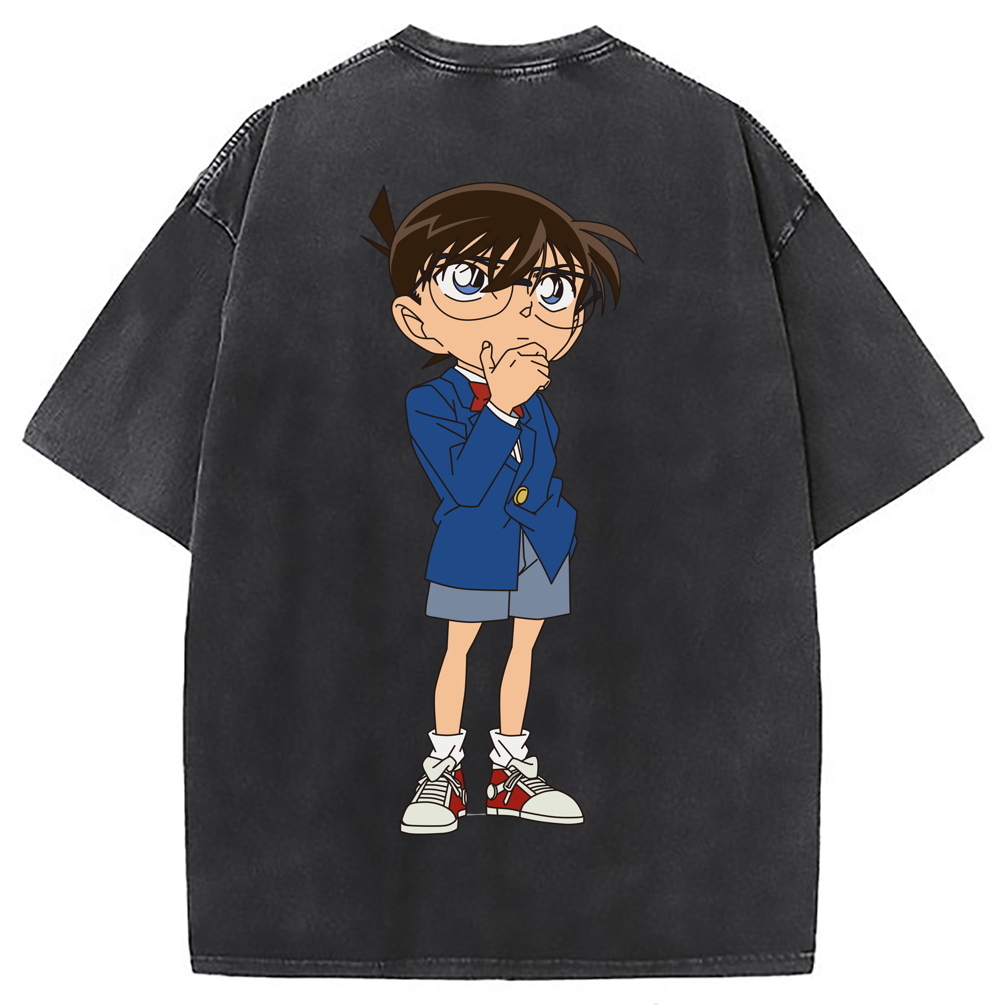（画像用） 名探偵コナン 江戸川 コナン Detective Conan Conan Edogawa 綿100% ヴィンテージ風 半袖Tシャツ（背面プリント）