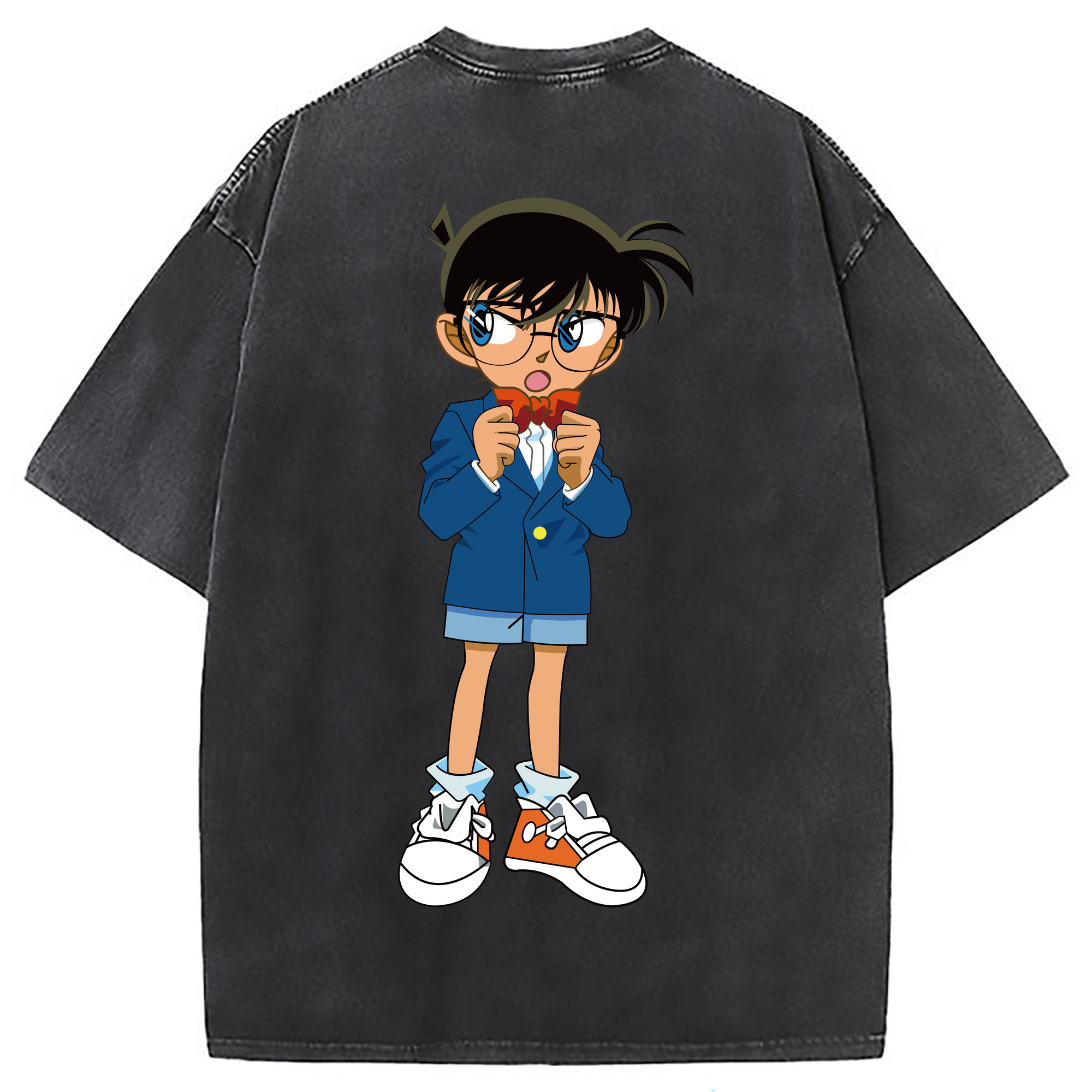 （画像用） 名探偵コナン 江戸川 コナン Detective Conan Conan Edogawa 綿100% ヴィンテージ風 半袖Tシャツ（背面プリント）