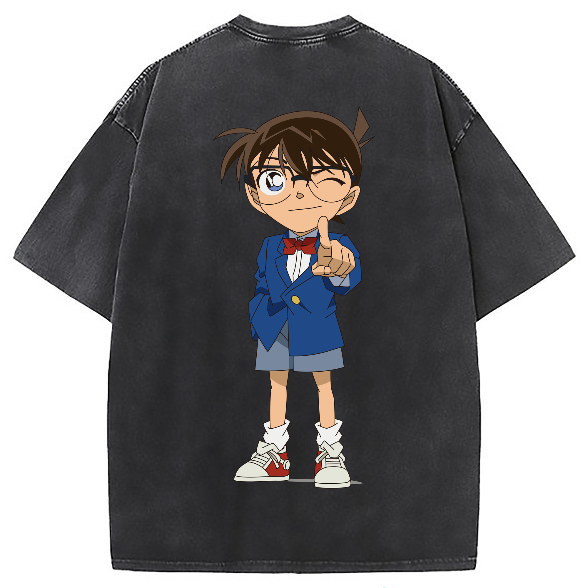 （画像用） 名探偵コナン 江戸川 コナン Detective Conan Conan Edogawa 綿100% ヴィンテージ風 半袖Tシャツ（背面プリント）