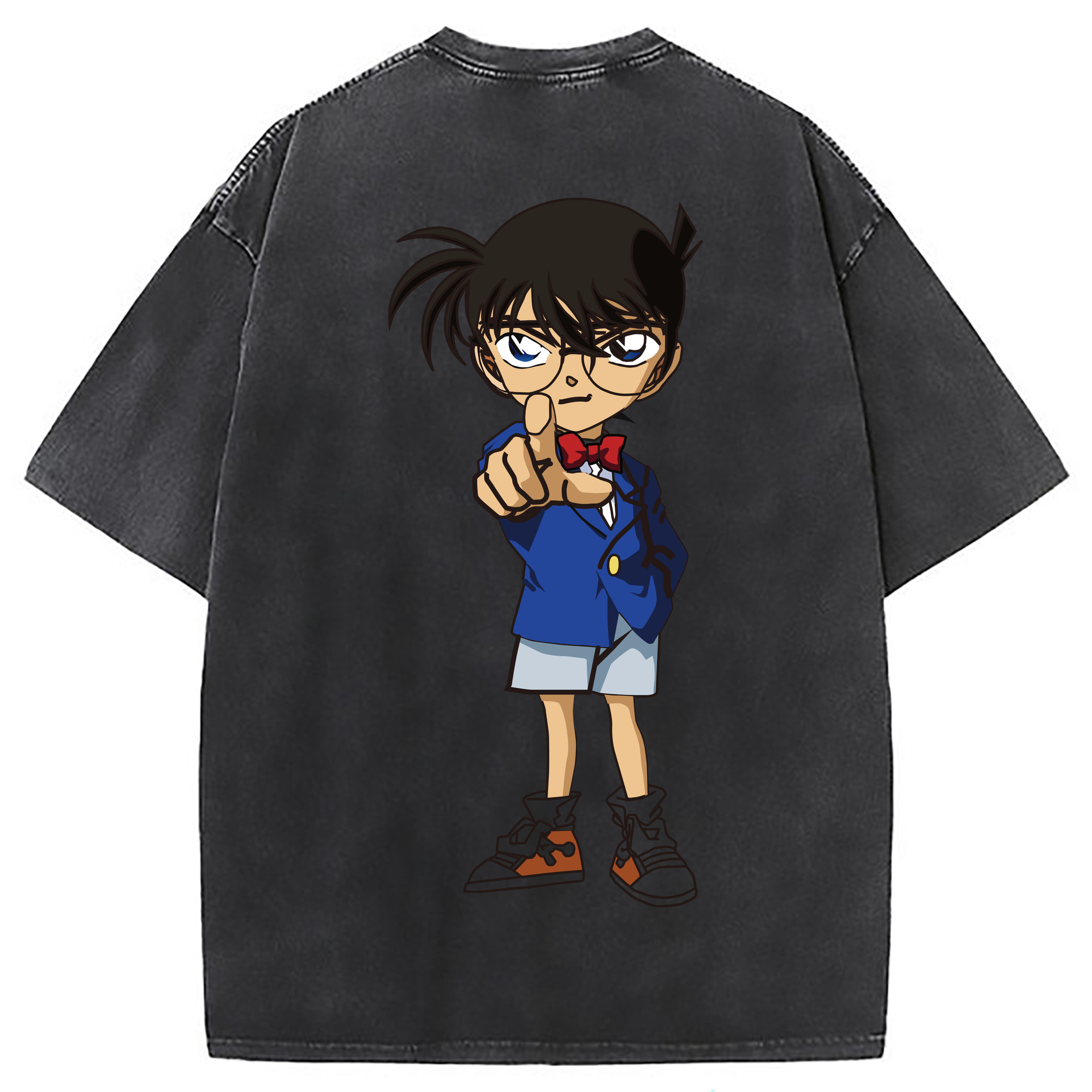 （画像用） 名探偵コナン 江戸川 コナン Detective Conan Conan Edogawa 綿100% ヴィンテージ風 半袖Tシャツ（背面プリント）