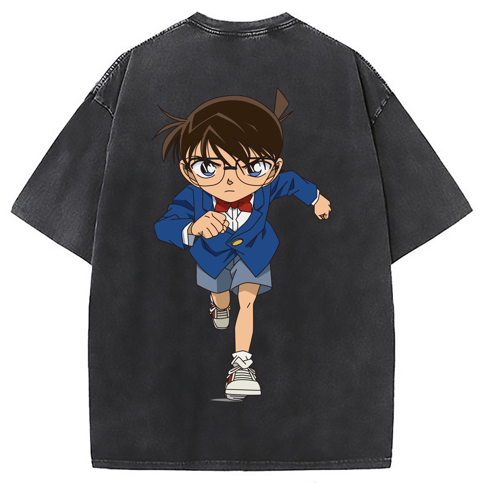 （画像用） 名探偵コナン 江戸川 コナン Detective Conan Conan Edogawa 綿100% ヴィンテージ風 半袖Tシャツ（背面プリント）