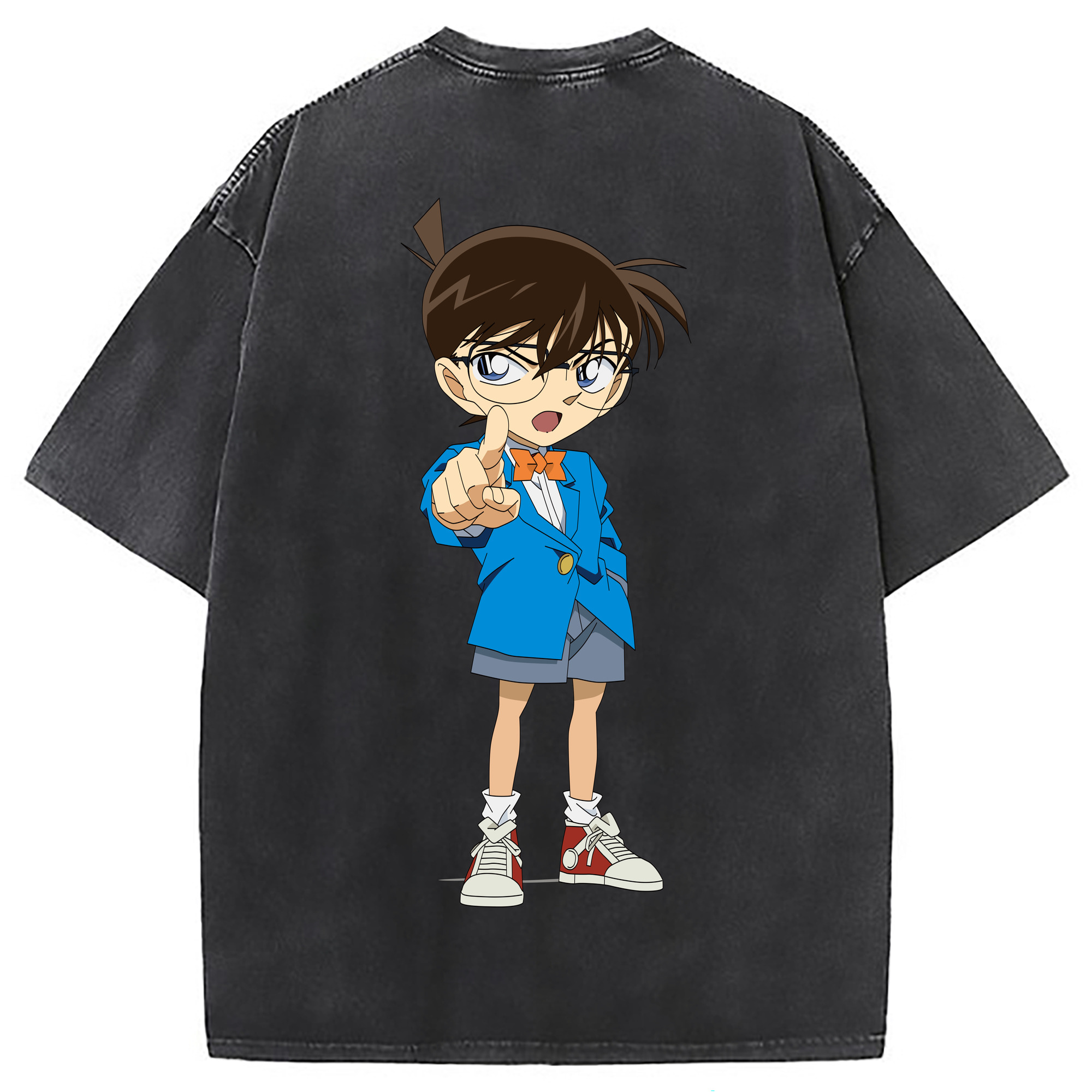 （画像用） 名探偵コナン 江戸川 コナン Detective Conan Conan Edogawa 綿100% ヴィンテージ風 半袖Tシャツ（背面プリント）