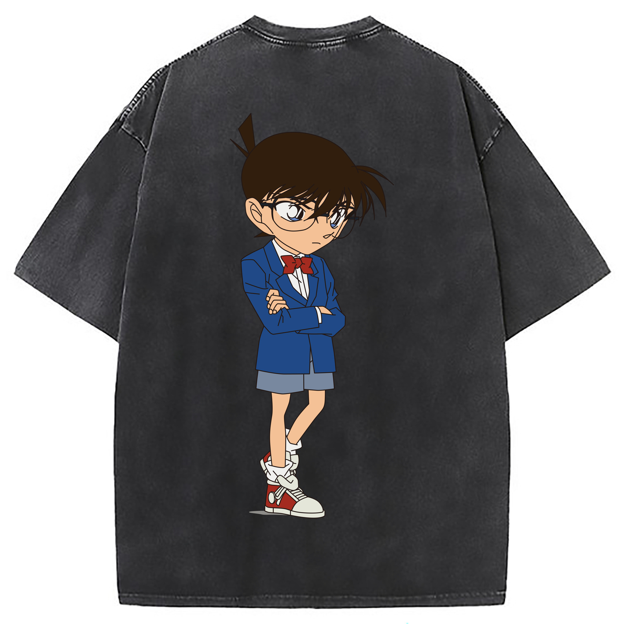（画像用） 名探偵コナン 江戸川 コナン Detective Conan Conan Edogawa 綿100% ヴィンテージ風 半袖Tシャツ（背面プリント）