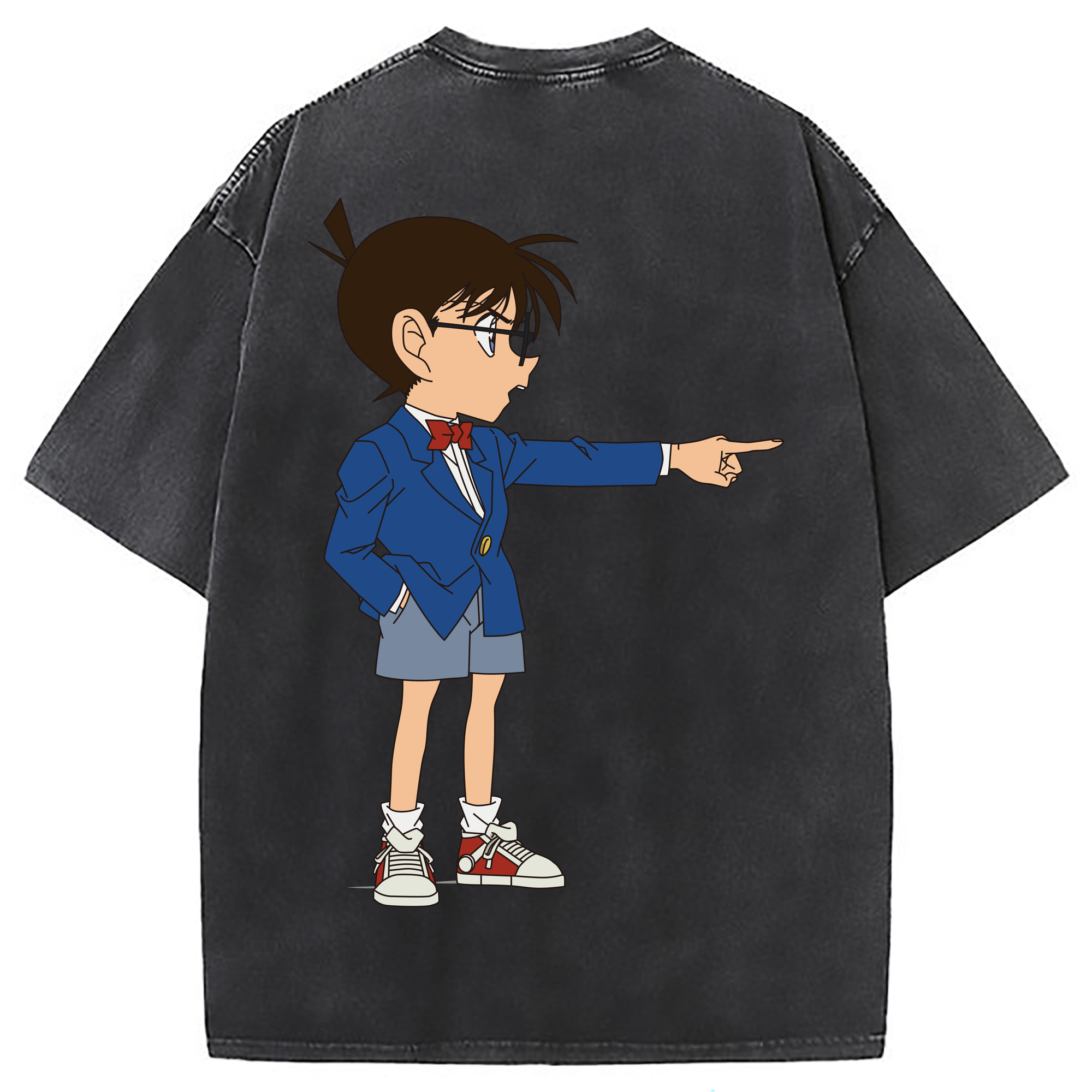 （画像用） 名探偵コナン 江戸川 コナン Detective Conan Conan Edogawa 綿100% ヴィンテージ風 半袖Tシャツ（背面プリント）