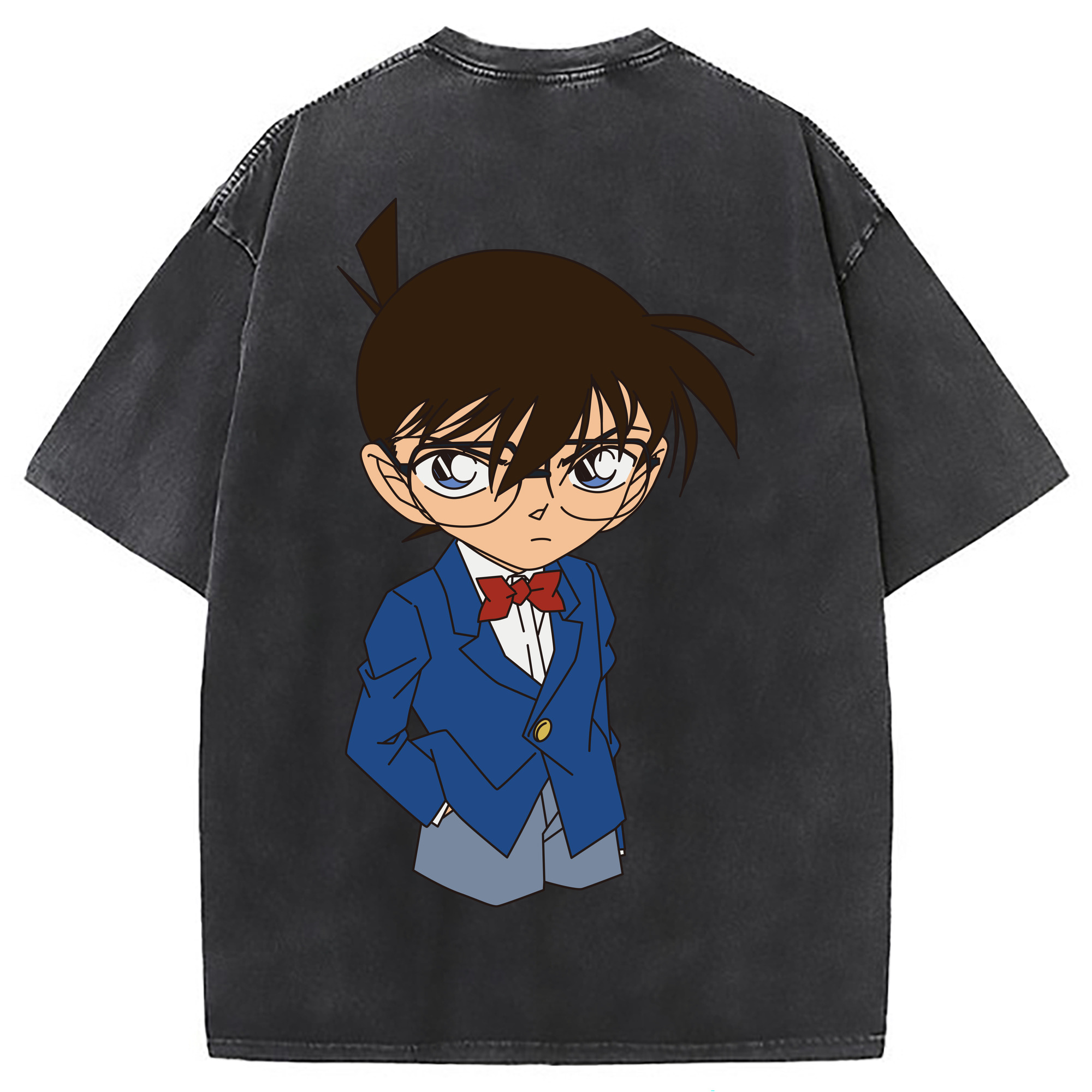 （画像用） 名探偵コナン 江戸川 コナン Detective Conan Conan Edogawa 綿100% ヴィンテージ風 半袖Tシャツ（背面プリント）