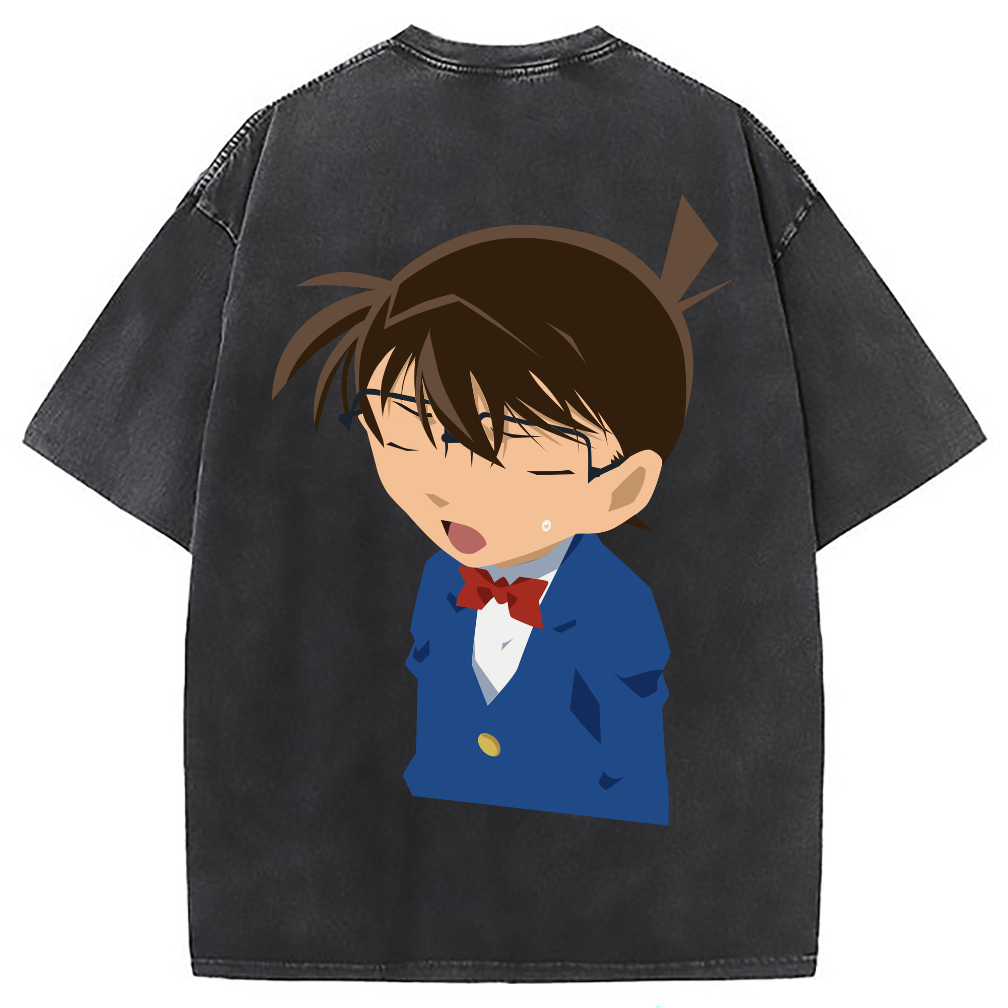 （画像用） 名探偵コナン 江戸川 コナン Detective Conan Conan Edogawa 綿100% ヴィンテージ風 半袖Tシャツ（背面プリント）