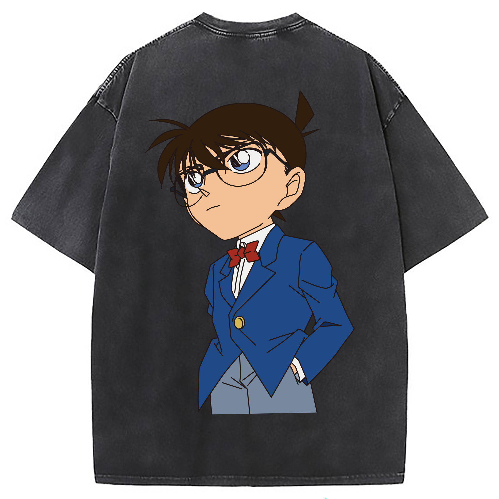（画像用） 名探偵コナン 江戸川 コナン Detective Conan Conan Edogawa 綿100% ヴィンテージ風 半袖Tシャツ（背面プリント）