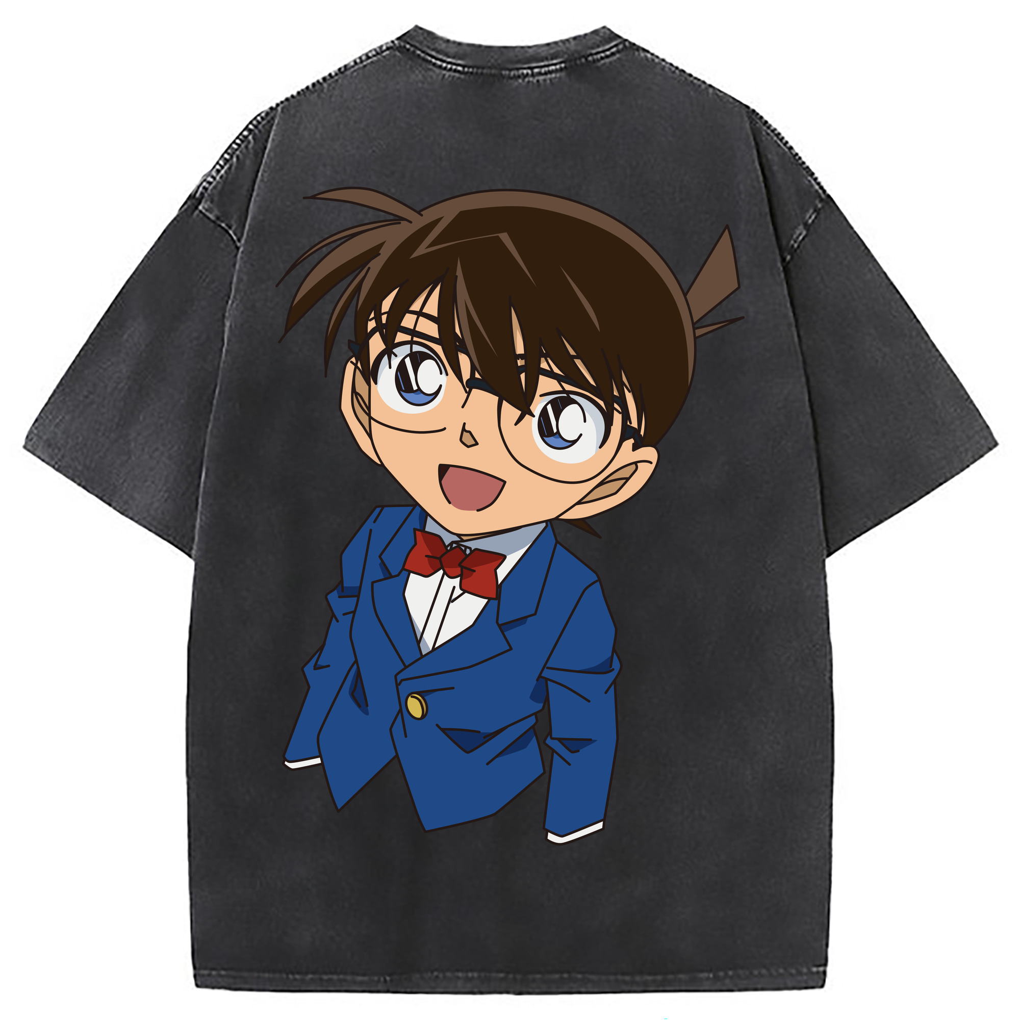 （画像用） 名探偵コナン 江戸川 コナン Detective Conan Conan Edogawa 綿100% ヴィンテージ風 半袖Tシャツ（背面プリント）