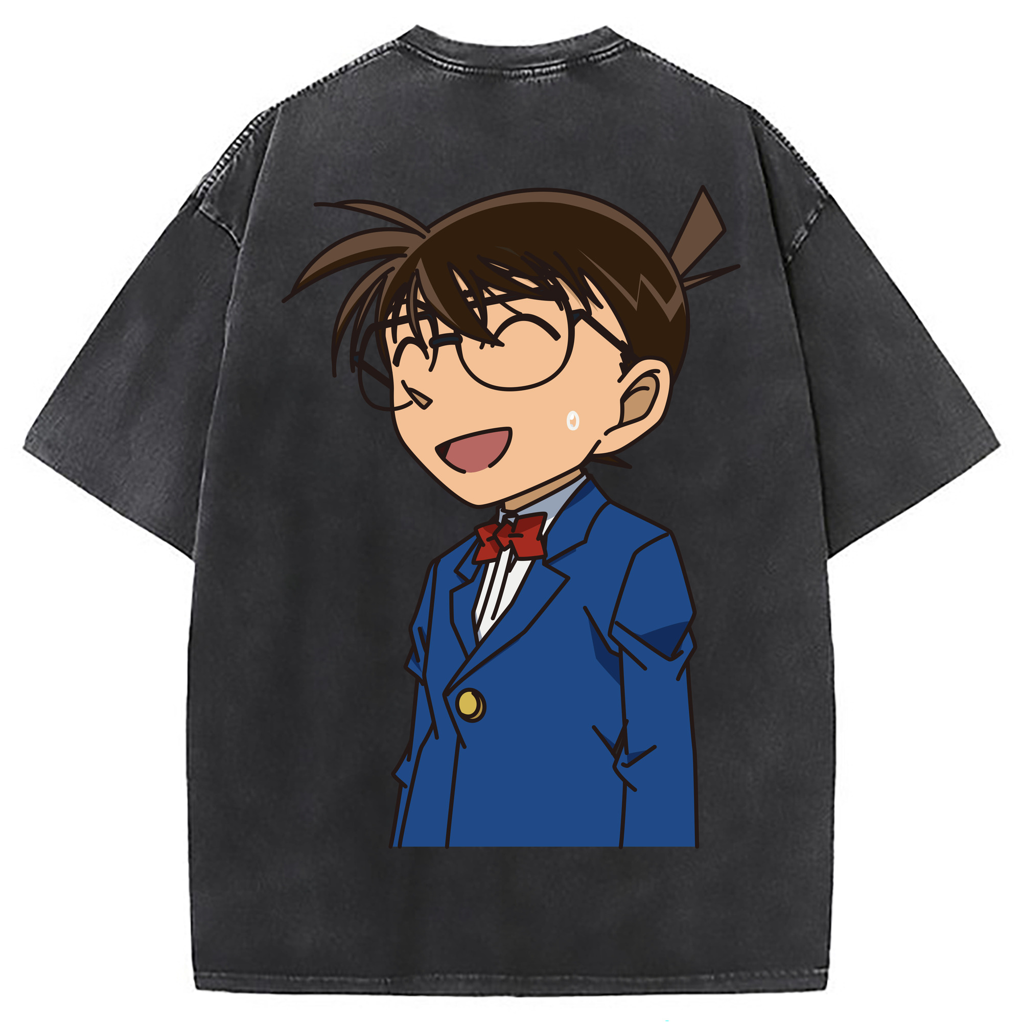 （画像用） 名探偵コナン 江戸川 コナン Detective Conan Conan Edogawa 綿100% ヴィンテージ風 半袖Tシャツ（背面プリント）