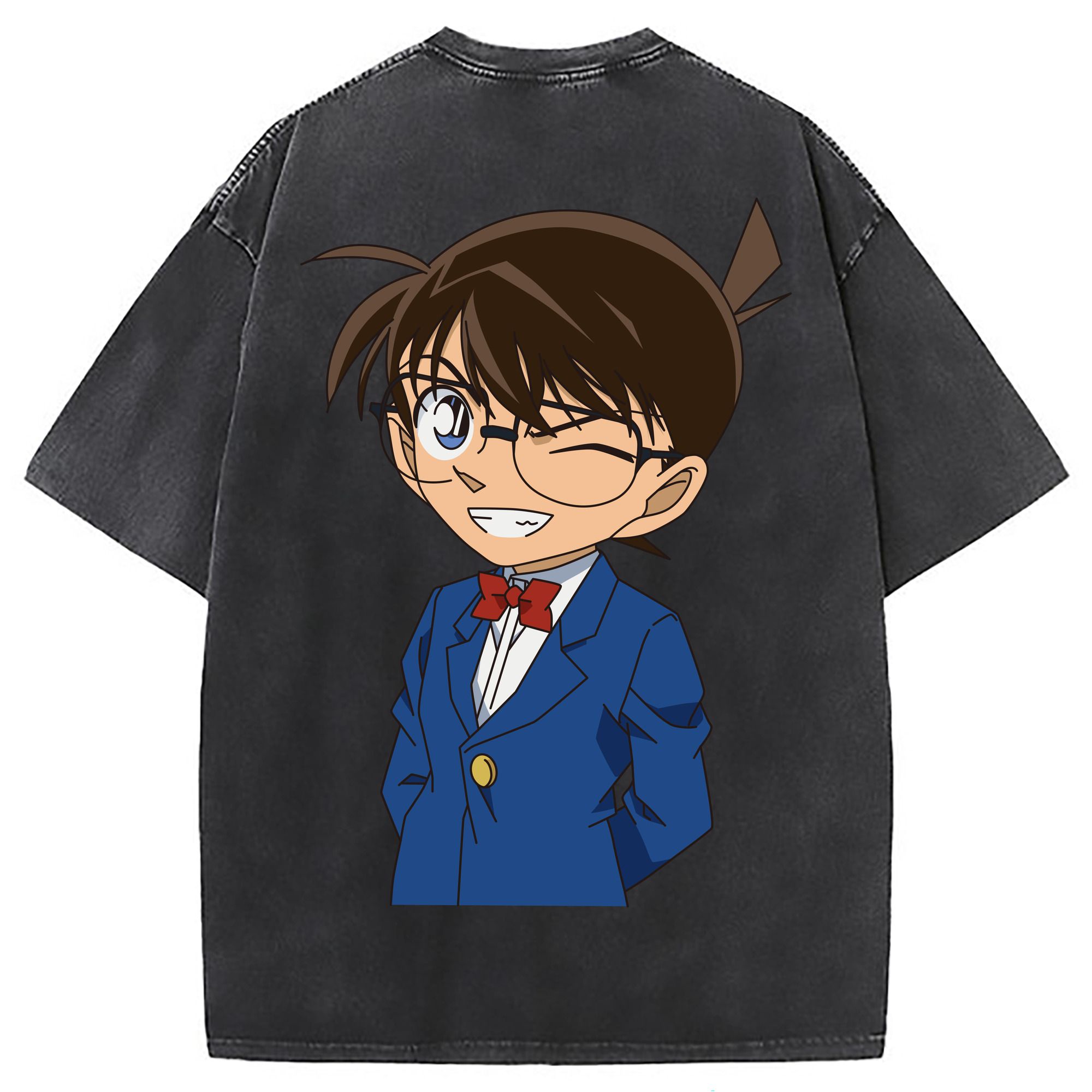（画像用） 名探偵コナン 江戸川 コナン Detective Conan Conan Edogawa 綿100% ヴィンテージ風 半袖Tシャツ（背面プリント）