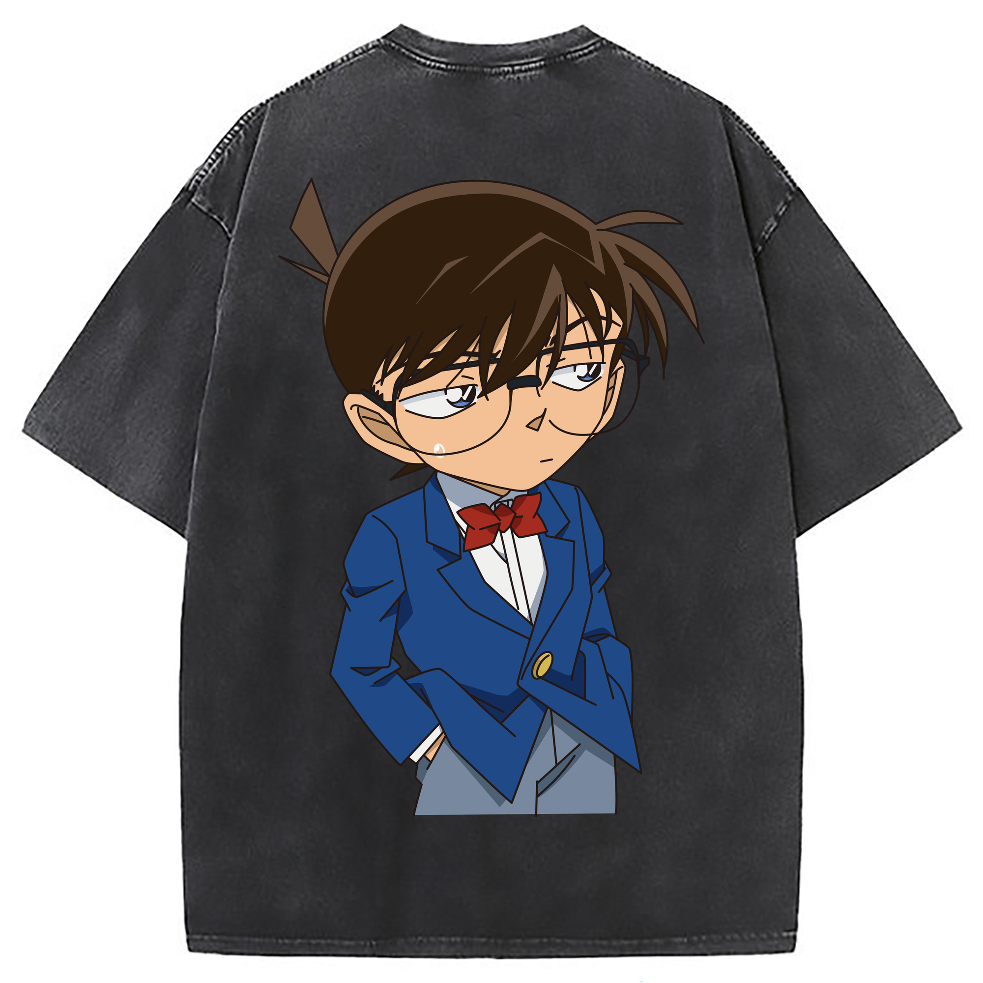 （画像用） 名探偵コナン 江戸川 コナン Detective Conan Conan Edogawa 綿100% ヴィンテージ風 半袖Tシャツ（背面プリント）