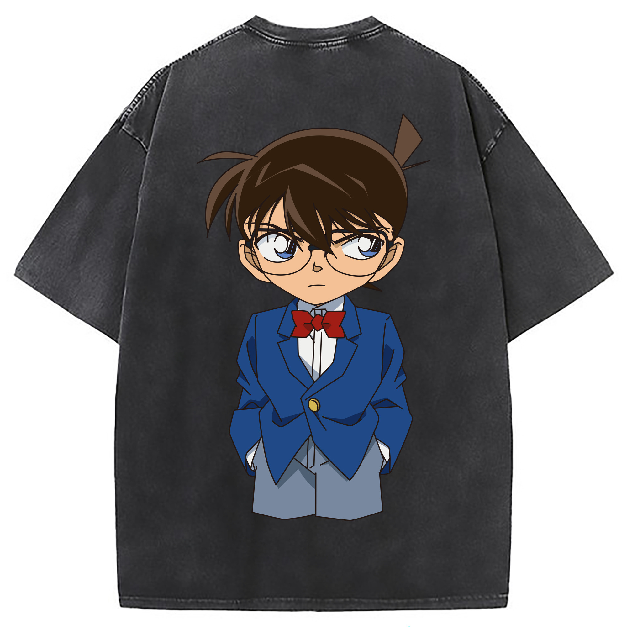 （画像用） 名探偵コナン 江戸川 コナン Detective Conan Conan Edogawa 綿100% ヴィンテージ風 半袖Tシャツ（背面プリント）
