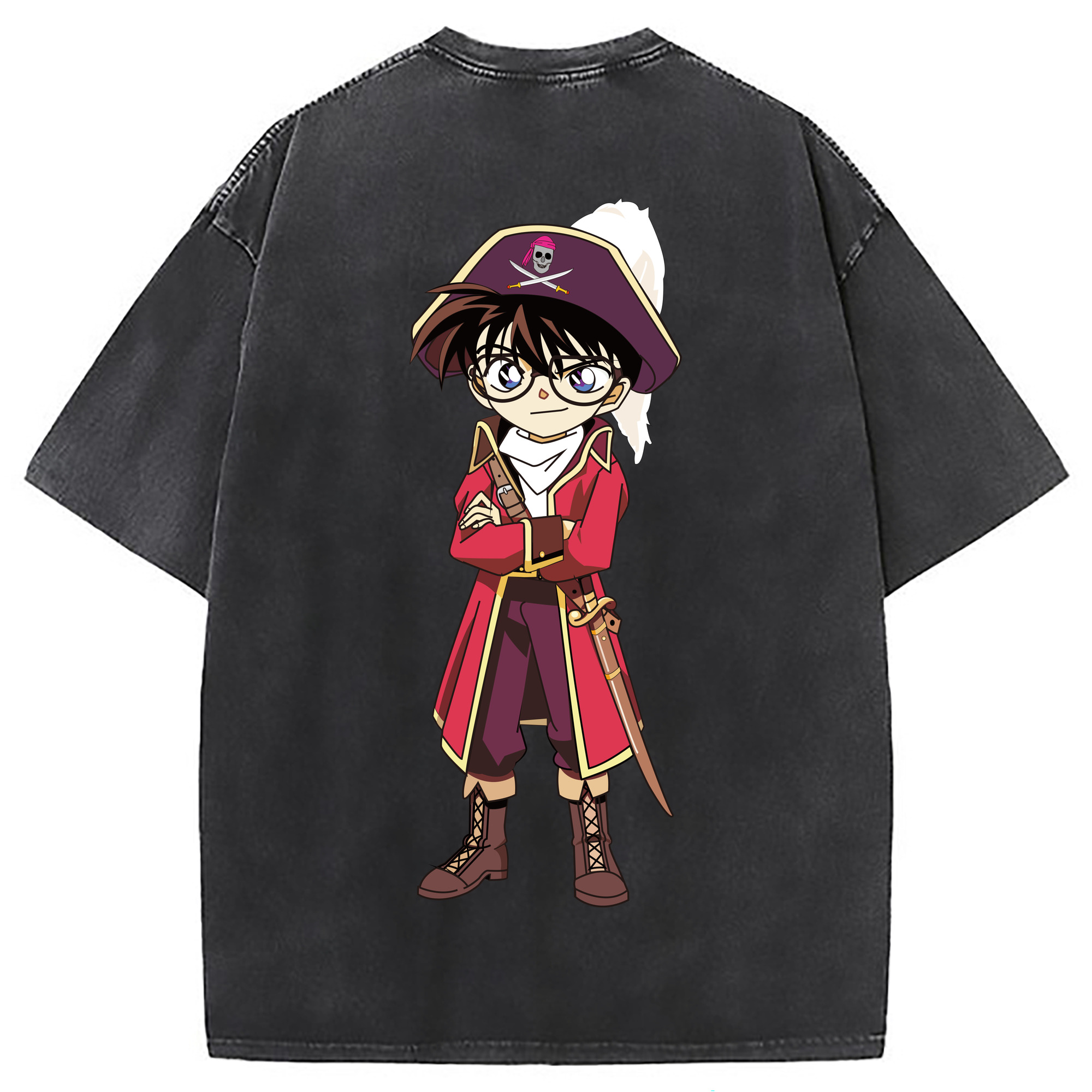 （画像用） 名探偵コナン 江戸川 コナン Detective Conan Conan Edogawa 綿100% ヴィンテージ風 半袖Tシャツ（背面プリント）