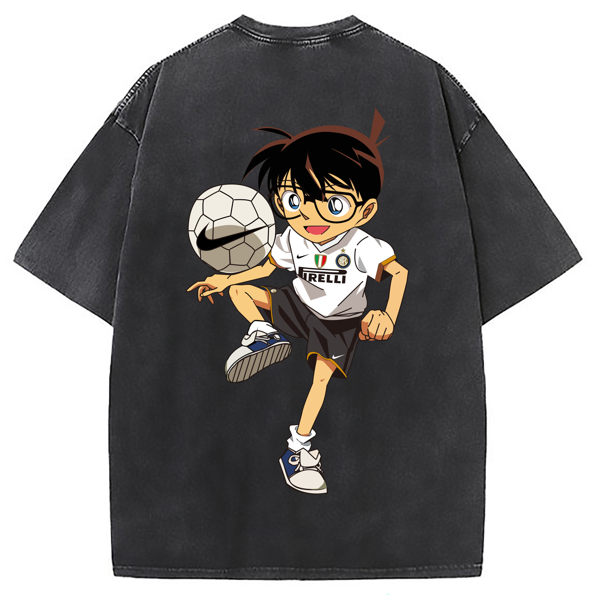 （画像用） 名探偵コナン 江戸川 コナン Detective Conan Conan Edogawa 綿100% ヴィンテージ風 半袖Tシャツ（背面プリント）