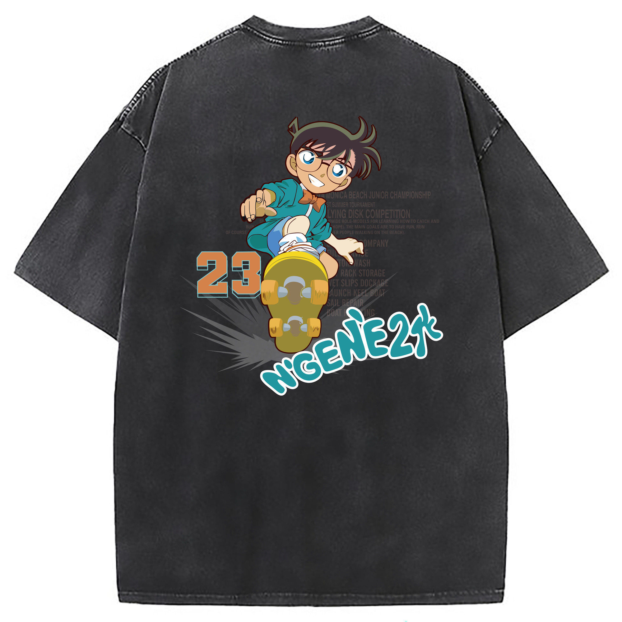 （画像用） 名探偵コナン 江戸川 コナン Detective Conan Conan Edogawa 綿100% ヴィンテージ風 半袖Tシャツ（背面プリント）