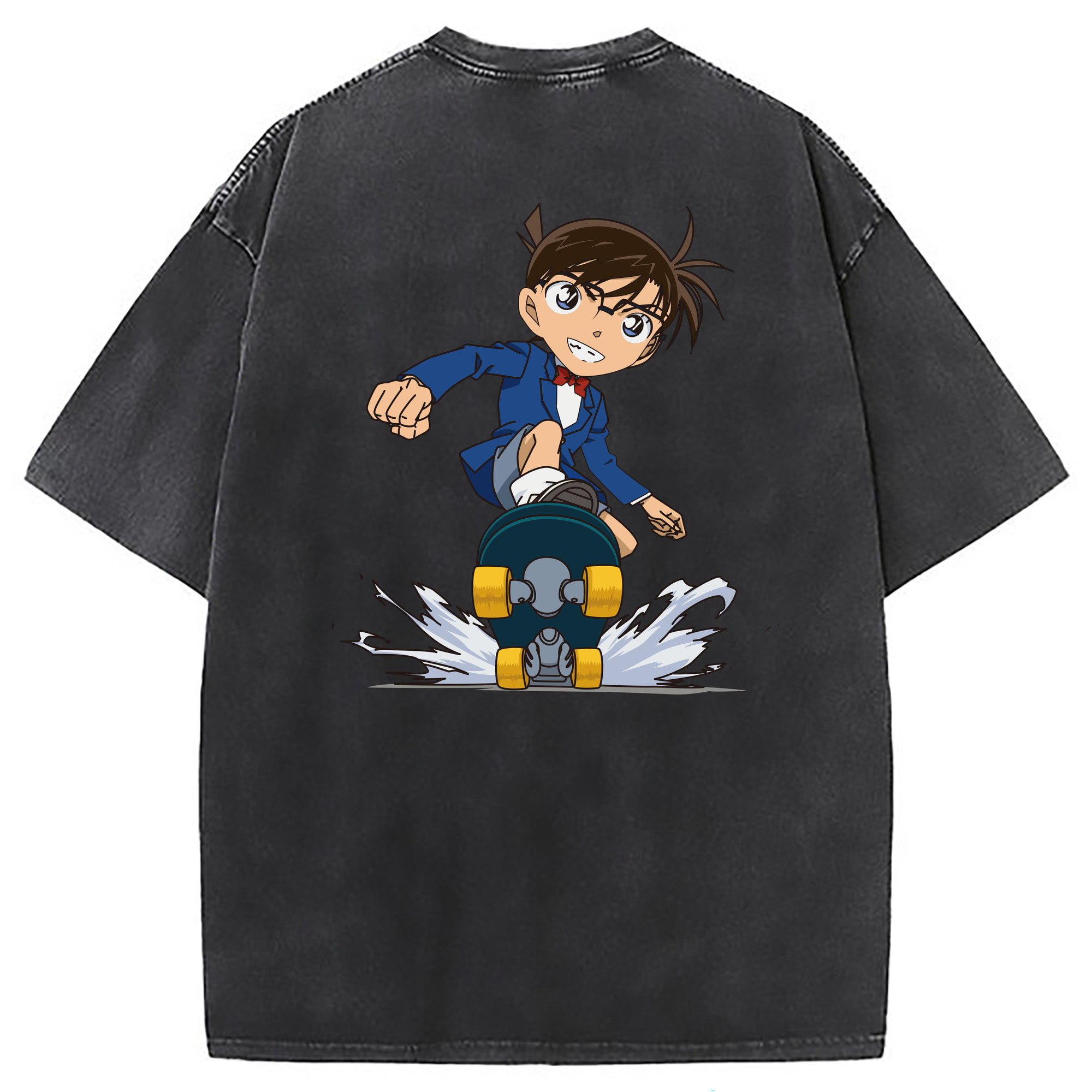 （画像用） 名探偵コナン 江戸川 コナン Detective Conan Conan Edogawa 綿100% ヴィンテージ風 半袖Tシャツ（背面プリント）