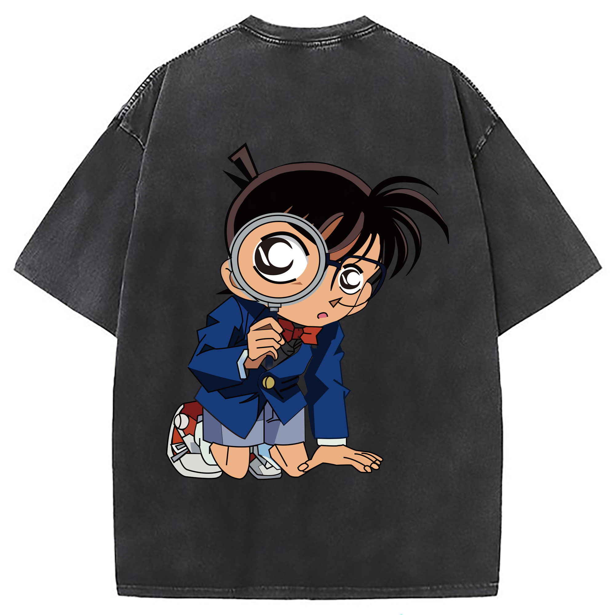 （画像用） 名探偵コナン 江戸川 コナン Detective Conan Conan Edogawa 綿100% ヴィンテージ風 半袖Tシャツ（背面プリント）
