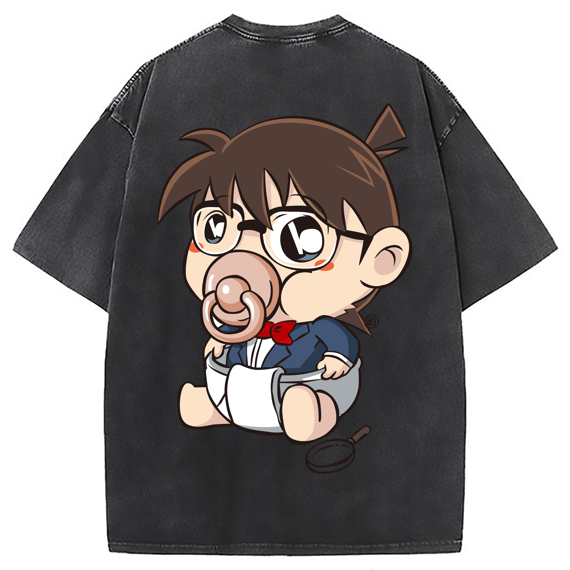 （画像用） 名探偵コナン 江戸川 コナン Detective Conan Conan Edogawa 綿100% ヴィンテージ風 半袖Tシャツ（背面プリント）