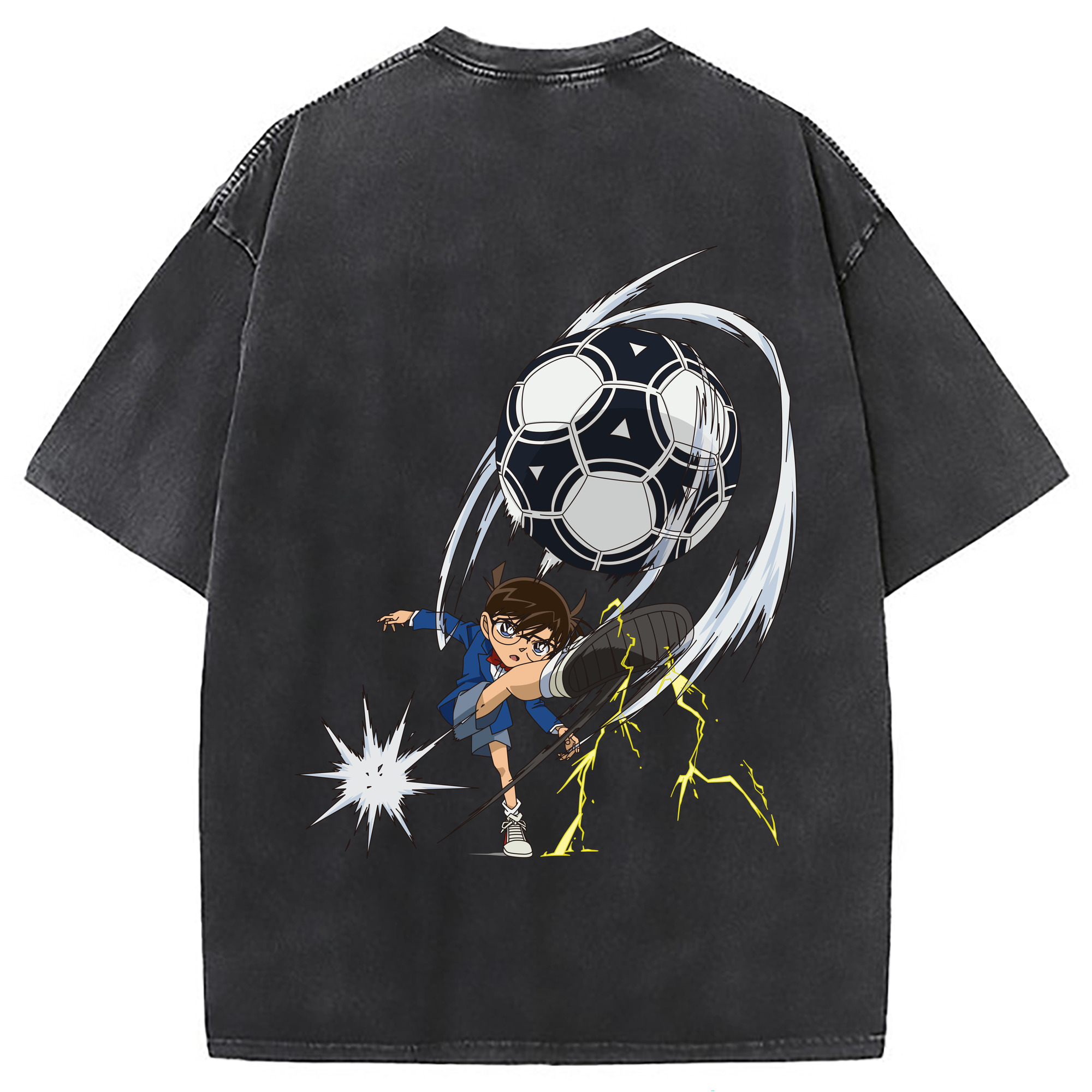 （画像用） 名探偵コナン 江戸川 コナン Detective Conan Conan Edogawa 綿100% ヴィンテージ風 半袖Tシャツ（背面プリント）