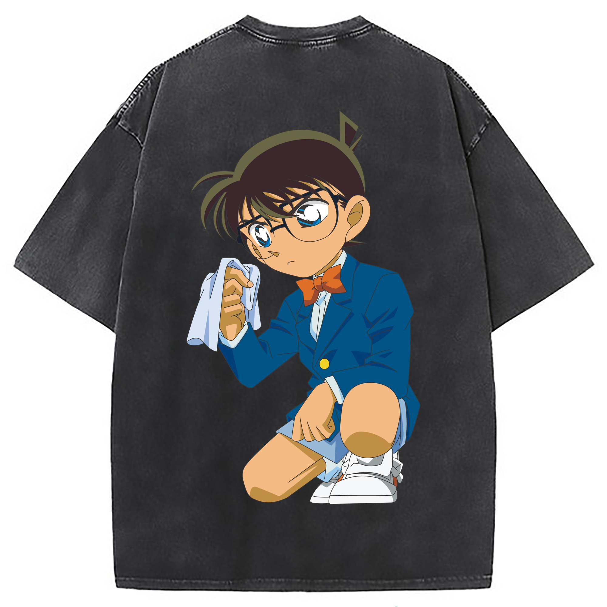 （画像用） 名探偵コナン 江戸川 コナン Detective Conan Conan Edogawa 綿100% ヴィンテージ風 半袖Tシャツ（背面プリント）